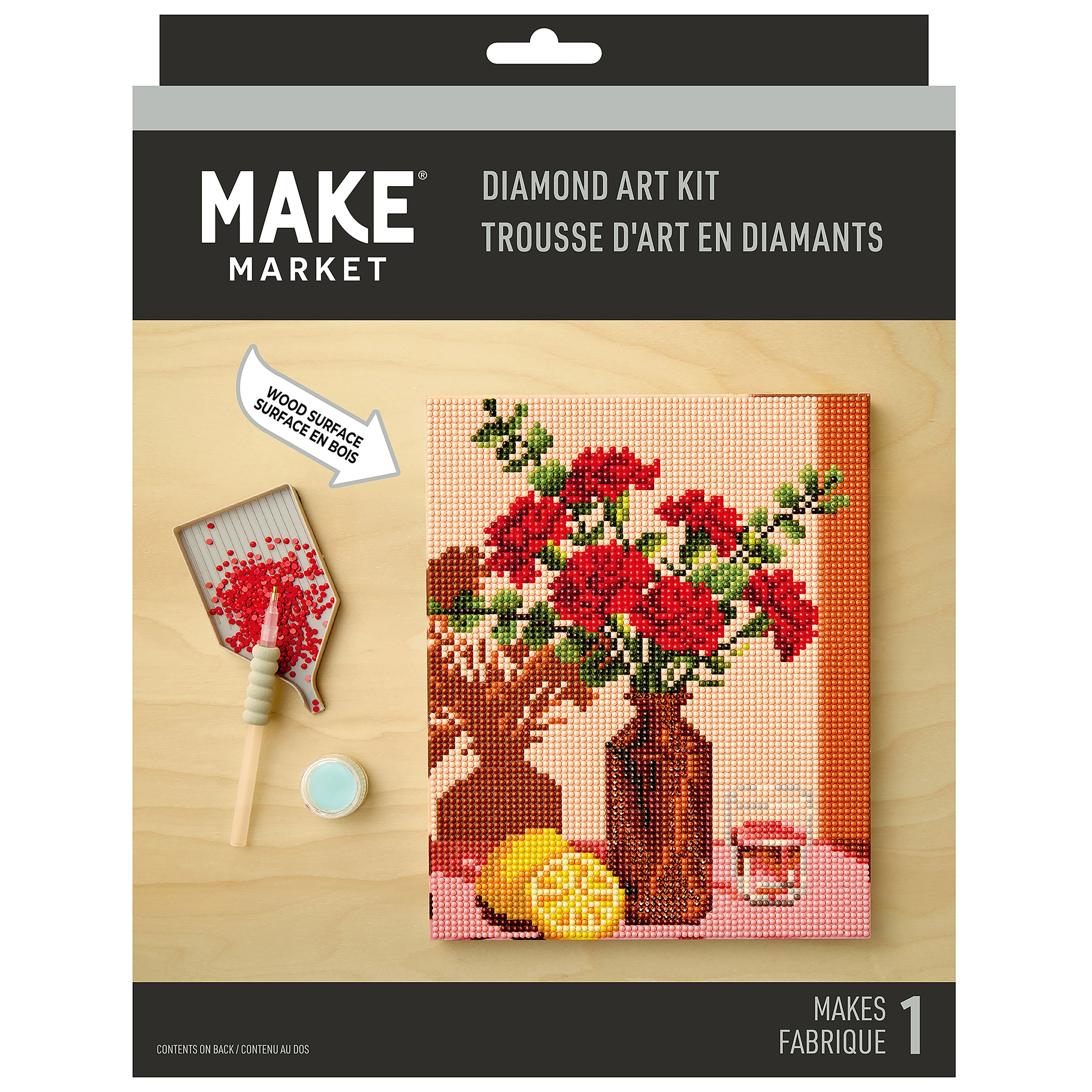 8" x 10" Carnations Wood Plank Diamond Art Kit by Make Market®