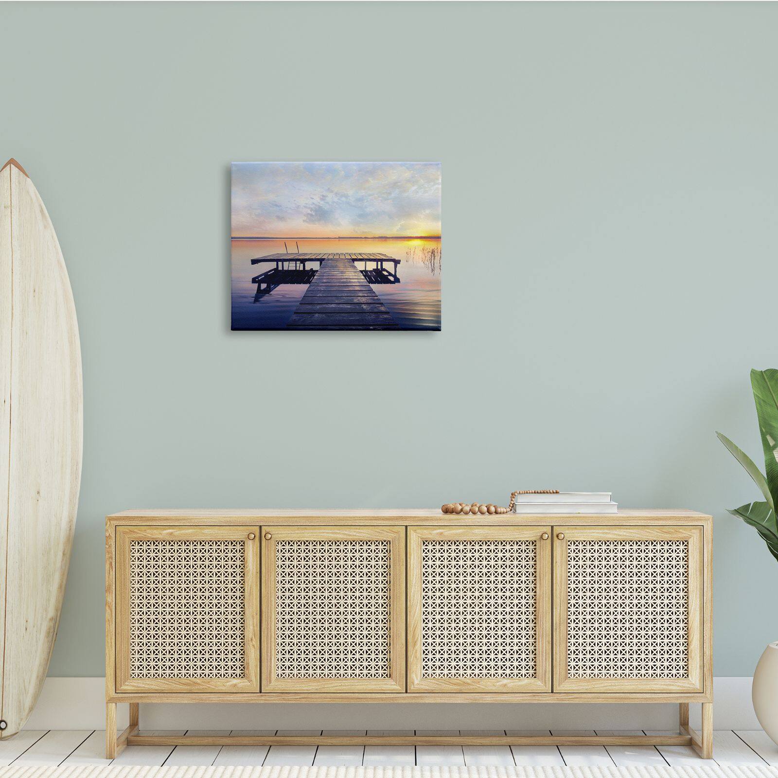 Stupell Industries Tranquil Lake Dock Sunset Nautical Summer Sanctuary Canvas Wall Art