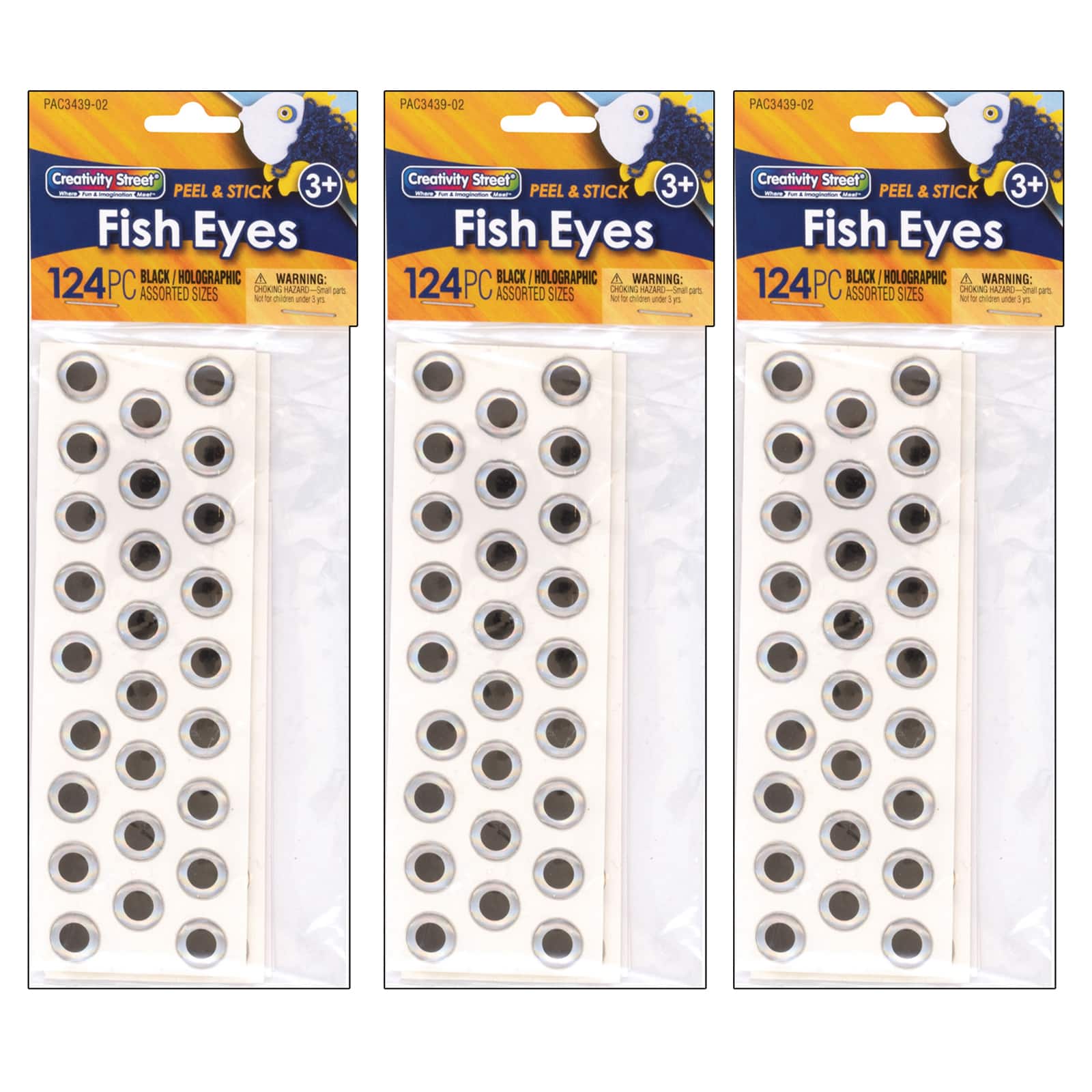 Creativity Street® Assorted Size Holographic Fish Eyes, 3 Packs of 124