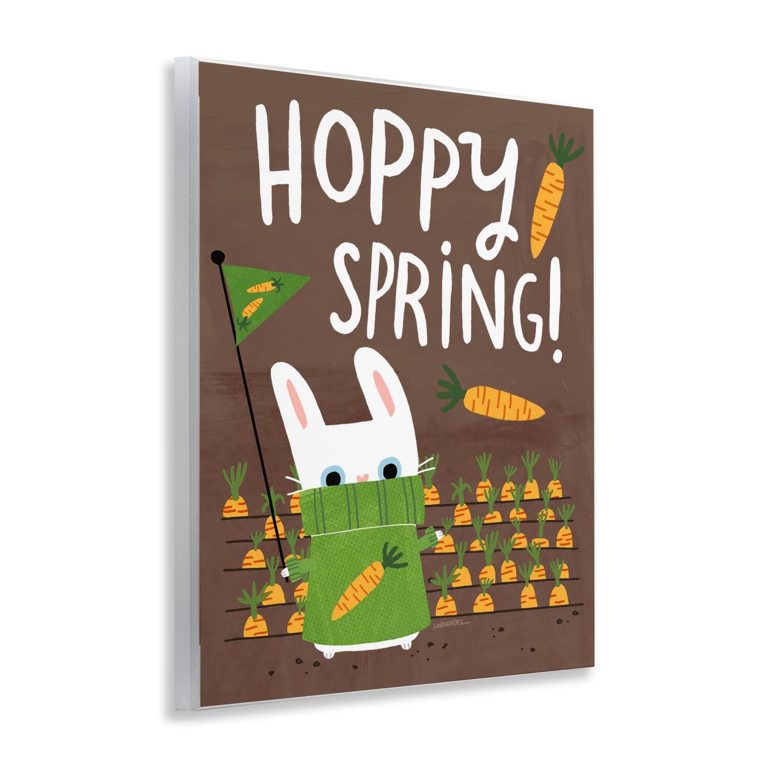 Stupell Industries Happy Spring Bunny & Carrots Wall Plaque Art