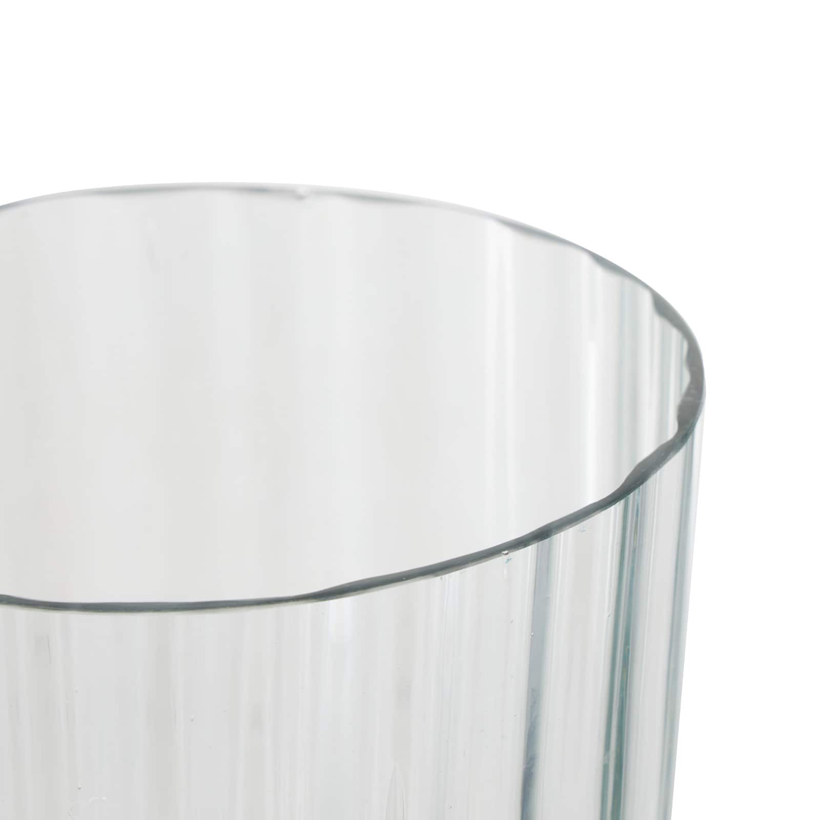 Clear Glass Ribbed Fluted Decorative Candle Holder with Elevated Base
