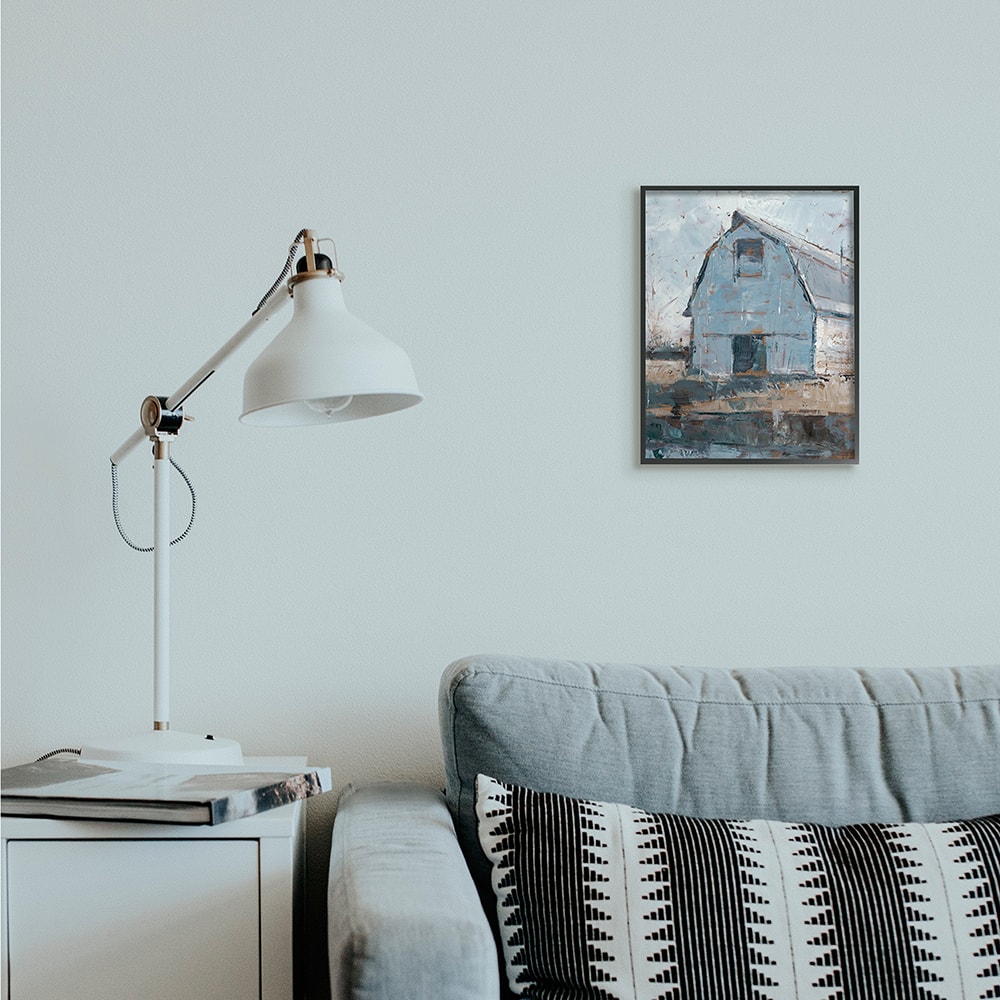 Stupell Industries Abstract Distressed White Barn Farm Architecture Framed Wall Art