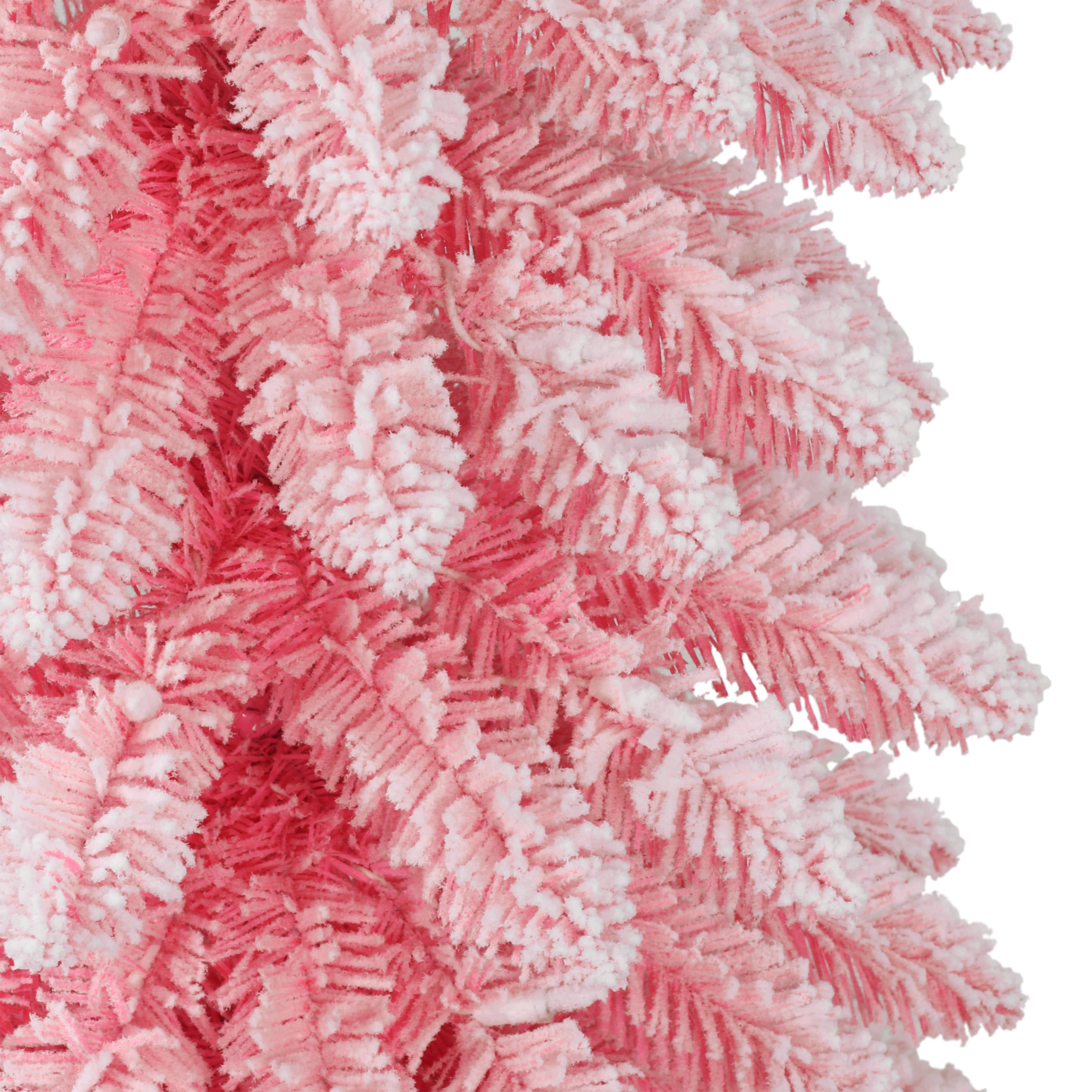 6ft. Pre-Lit Flocked Pink Artificial Alpine Pencil Christmas Tree, Clear Lights