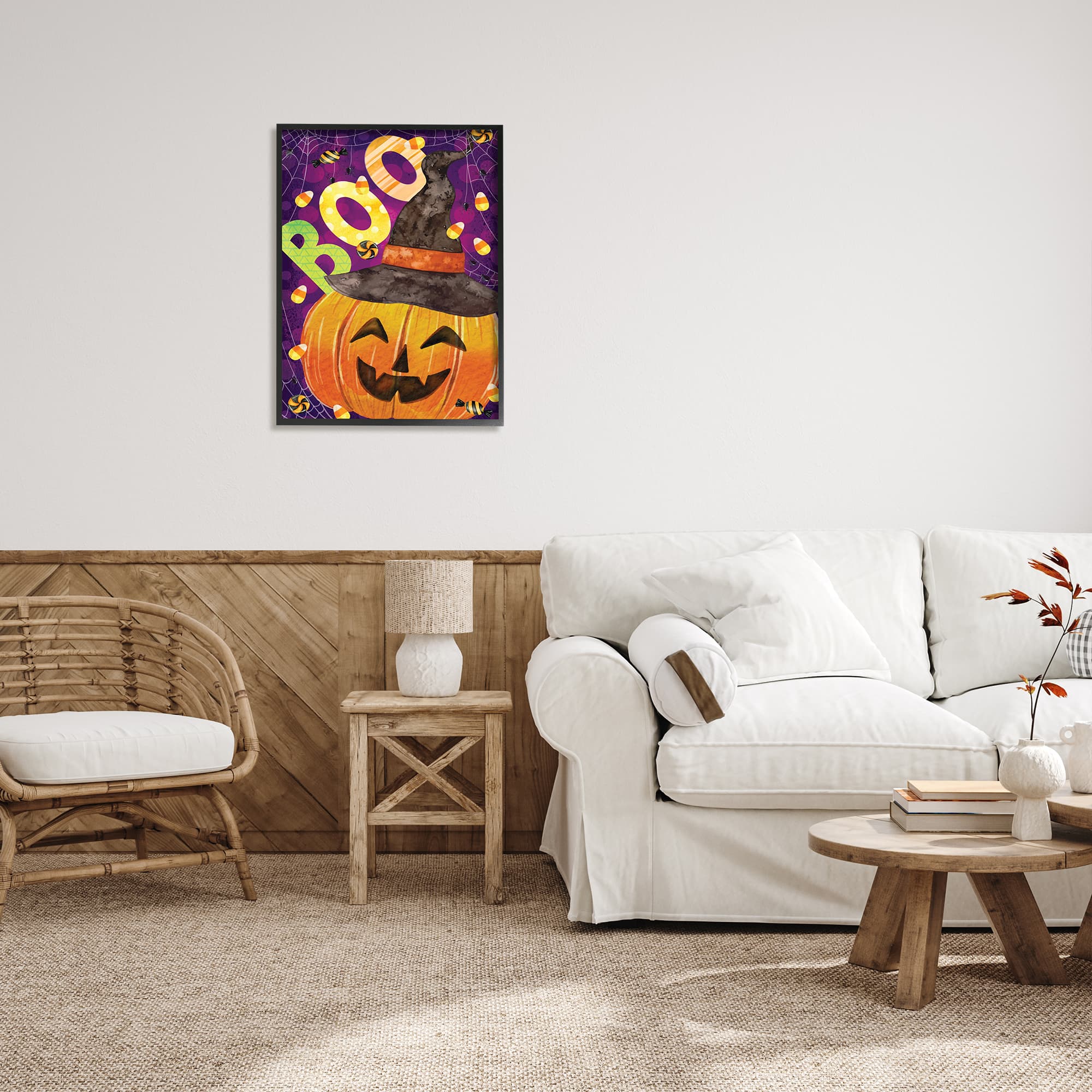 Stupell Industries Boo Jack-o-Lantern Halloween Candy Framed Giclee Art