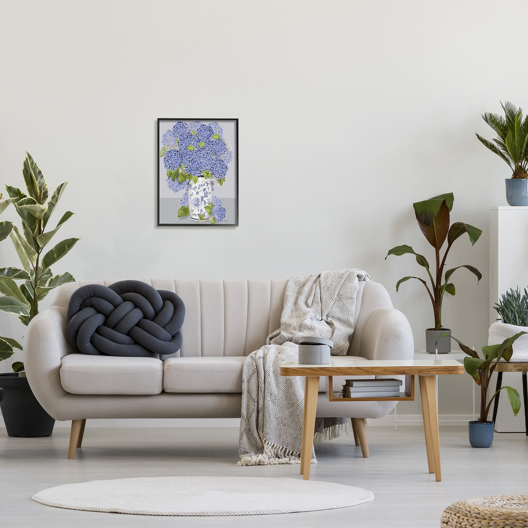 Stupell Industries Blushing Blue Hydrangeas in Vase Wall Art in Frame