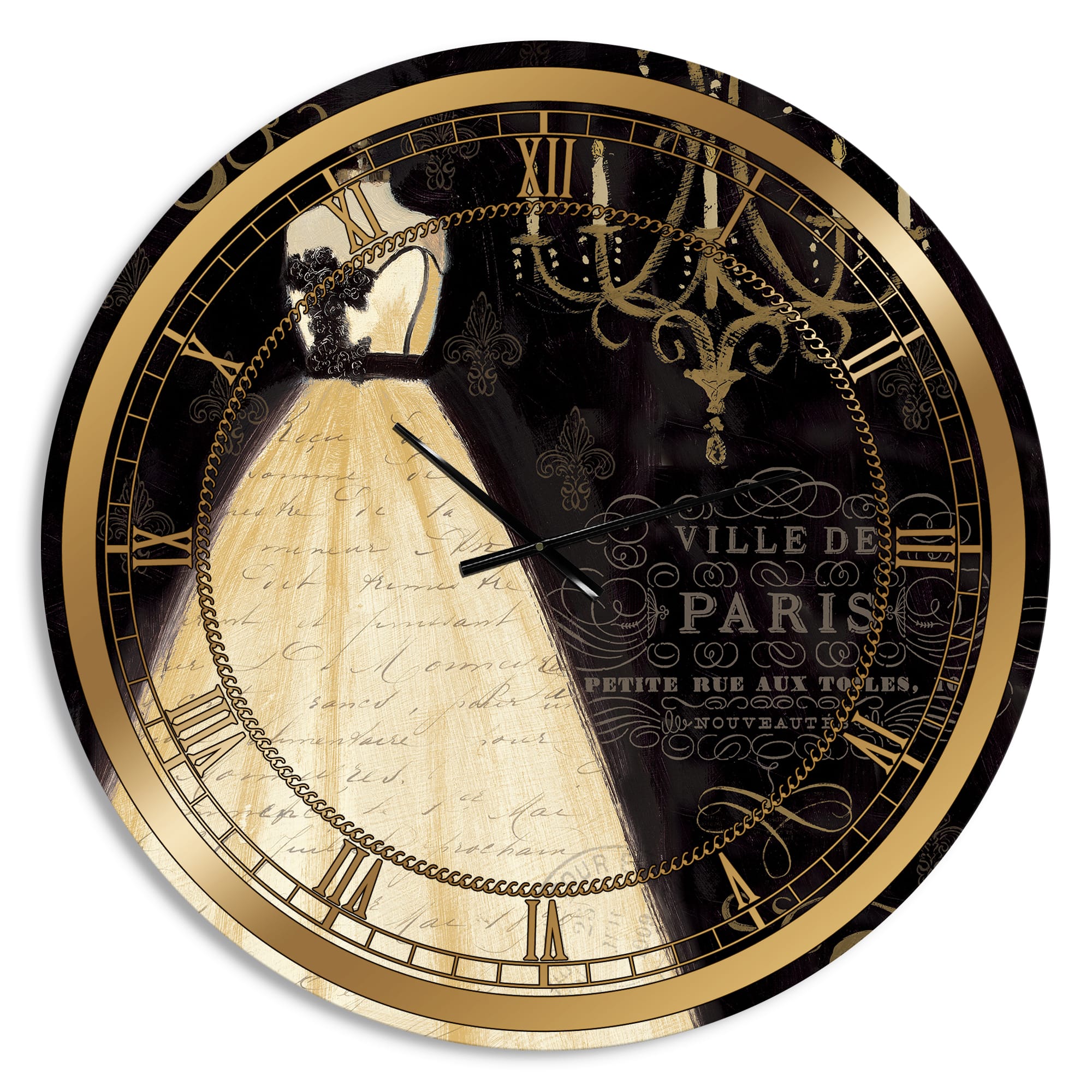 Designart 'French Chandeliers Couture Iii Glam Wall Clock