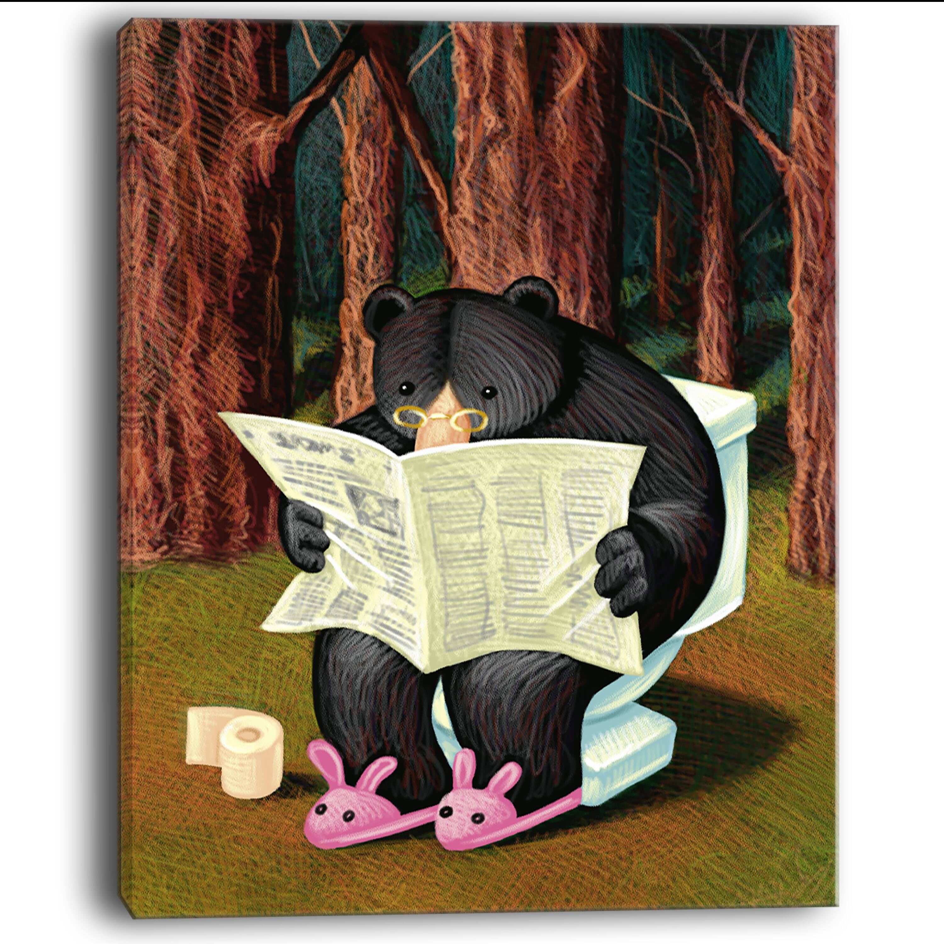 Designart - Bear in the Woods - Animal Canvas Art Print