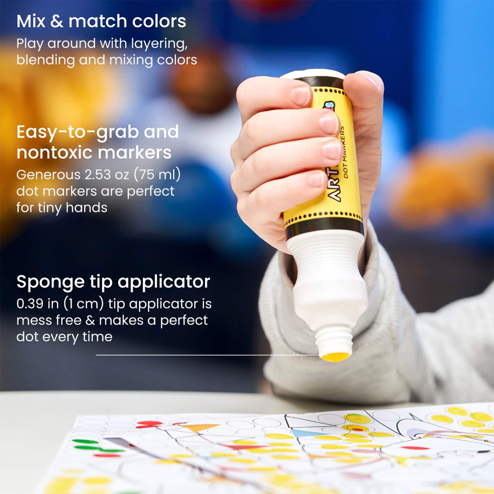 Arteza® Kids Dot Markers 75ml, Alphabet/Numbers/Shapes Book