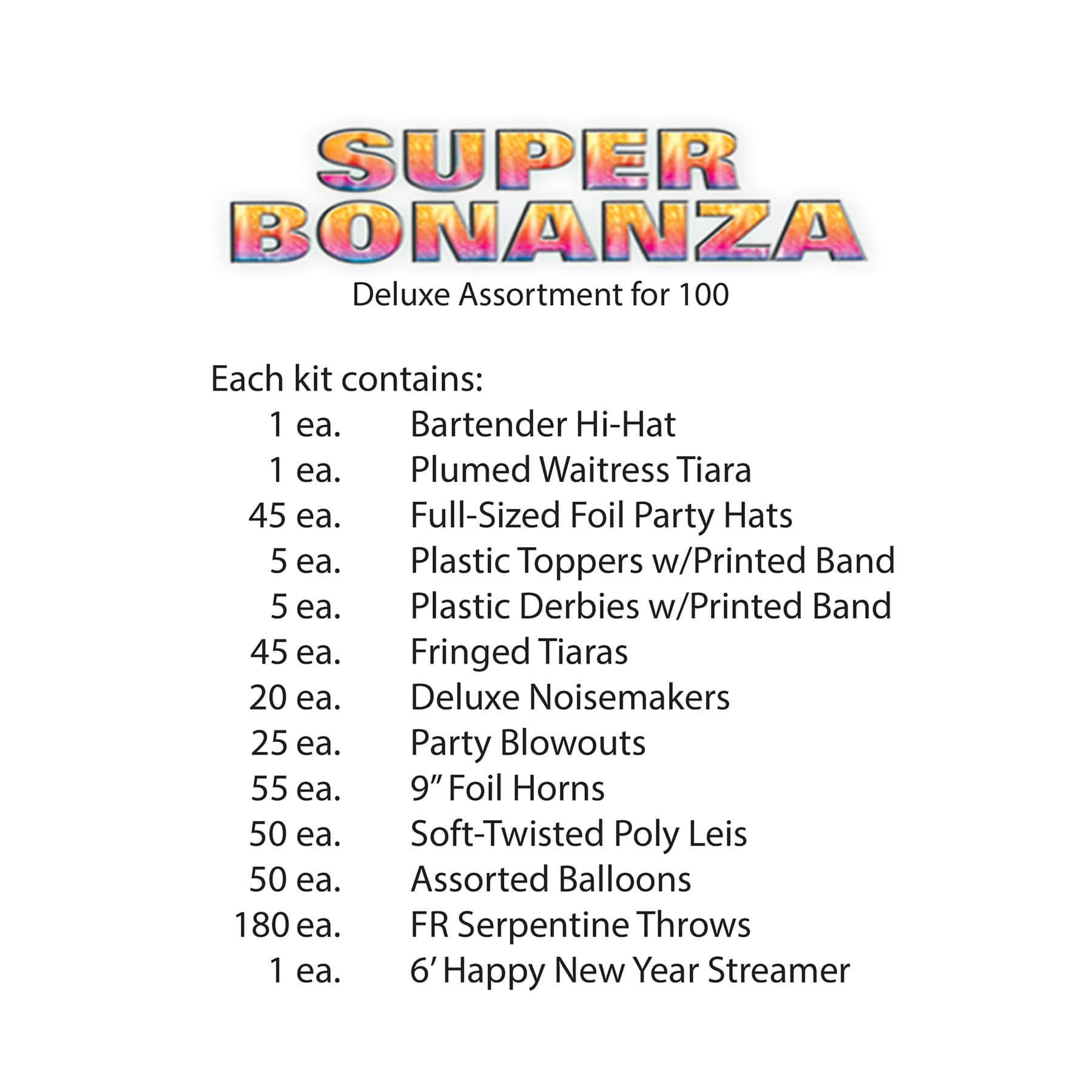 Beistle New Year Super Bonanza Deluxe Party Favor Kit for 100