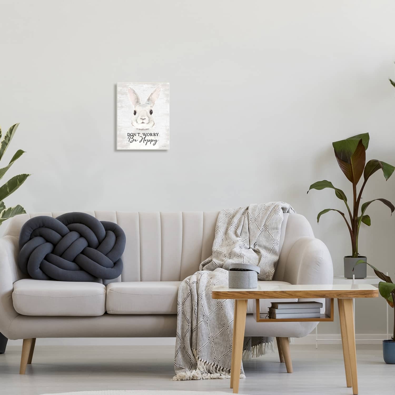 Stupell Industries Don't Worry Be Hoppy Easter Bunny Rabbit Pun Wall Plaque Art