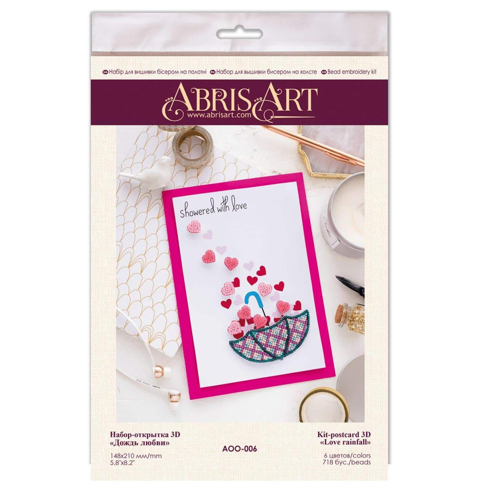 Abris Art Love Rain Postcard Cross Stitch Kit