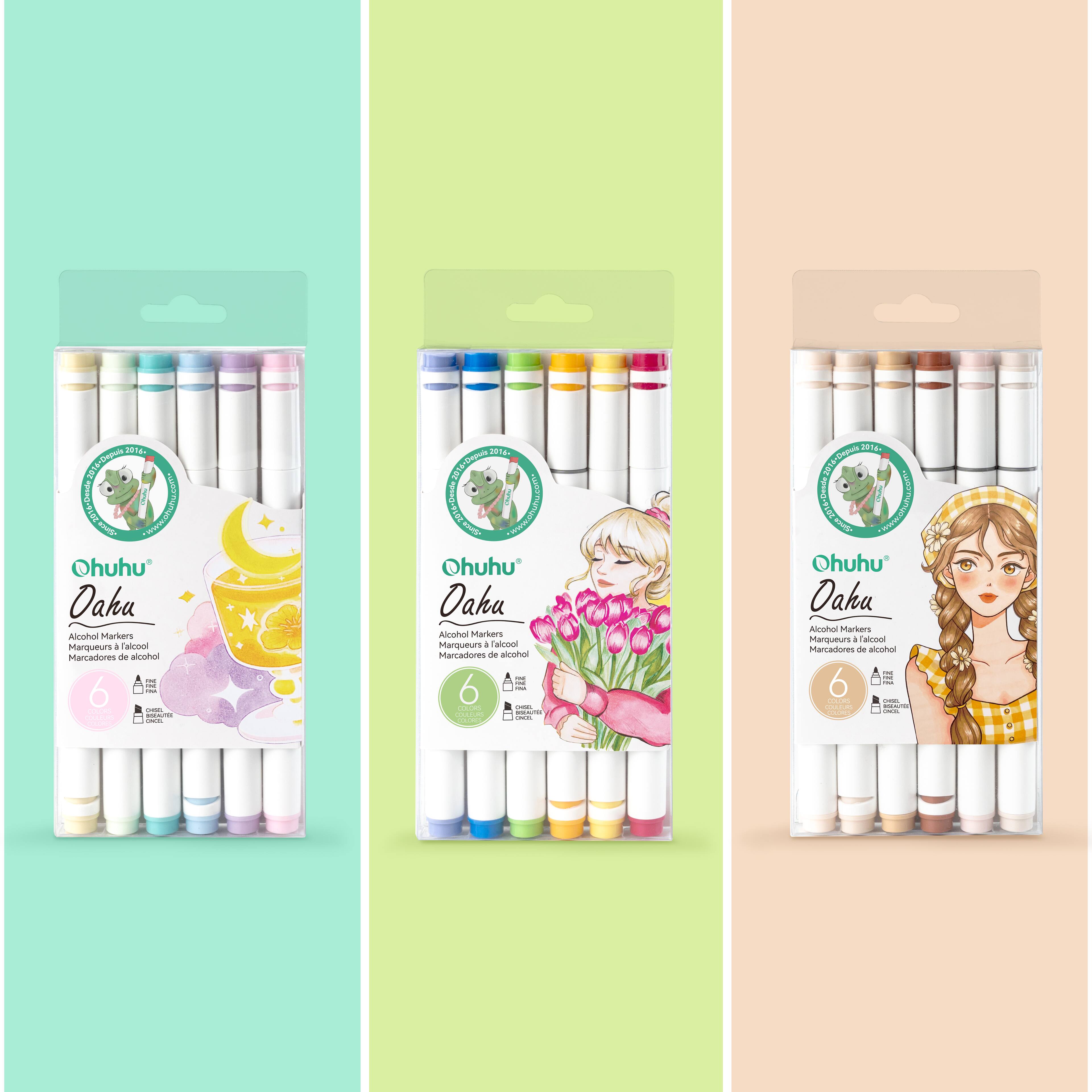 Ohuhu® Oahu 6 Colour Portrait Alcohol Marker Set