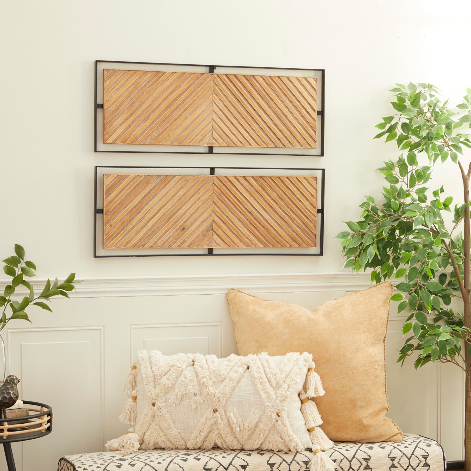 Set of 2 Brown Metal Farmhouse Wall Decor 32", 12"
