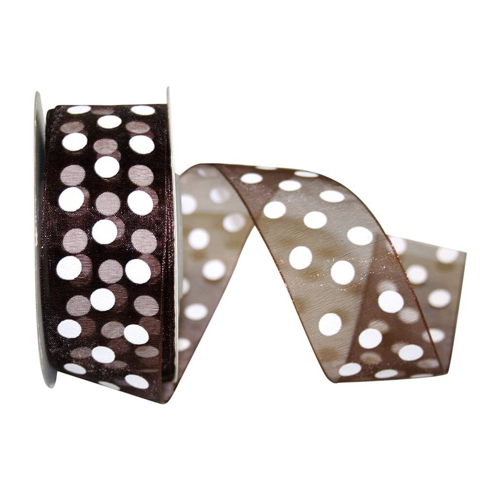 Reliant 1.5" x 25yd. Chiffon Aspirin Dot Ribbon