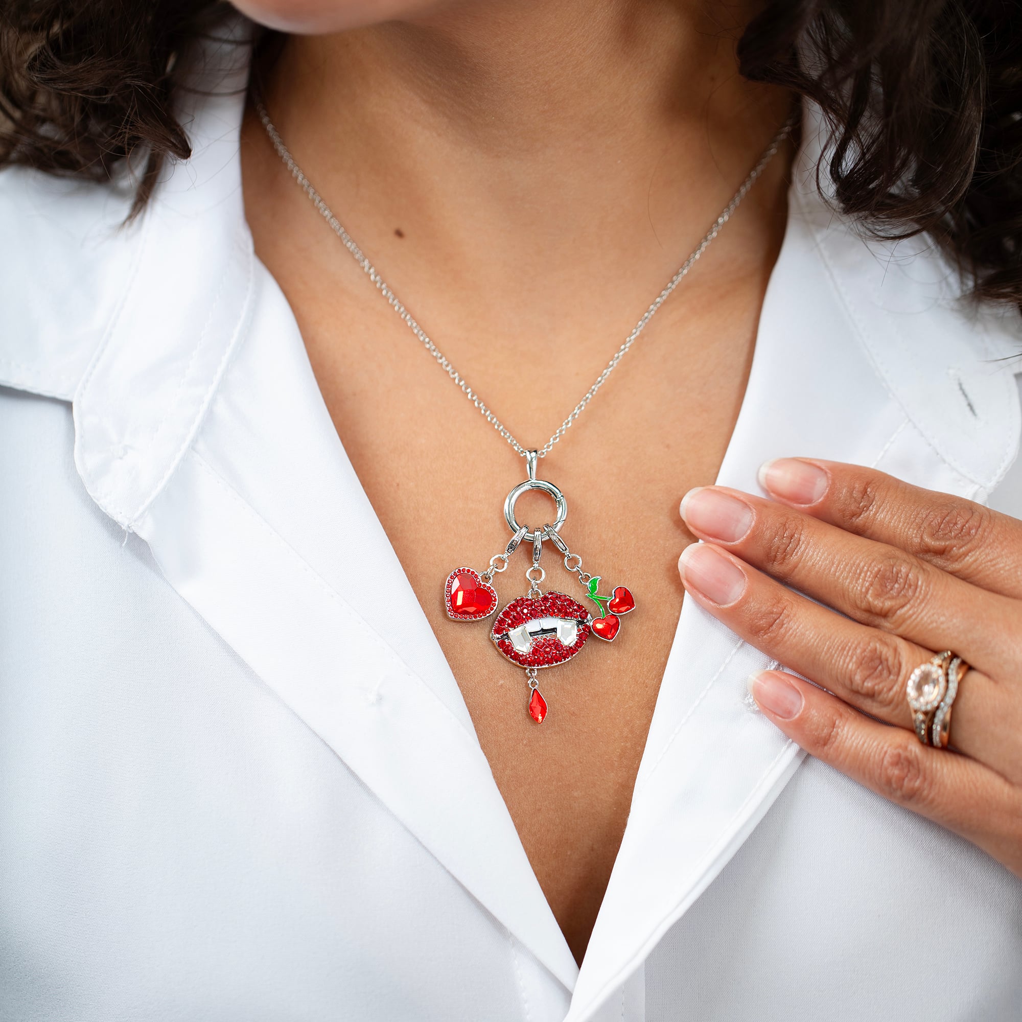 Light Siam Filagree Heart Austrian Crystal Charm by Bead Landing™
