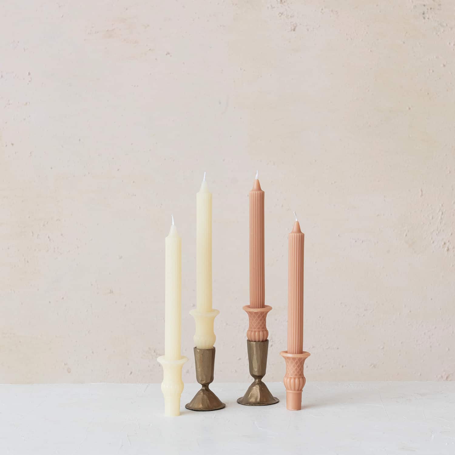 Hello Honey® 10" Unscented Taper Candles with Ornate Base, 2ct.