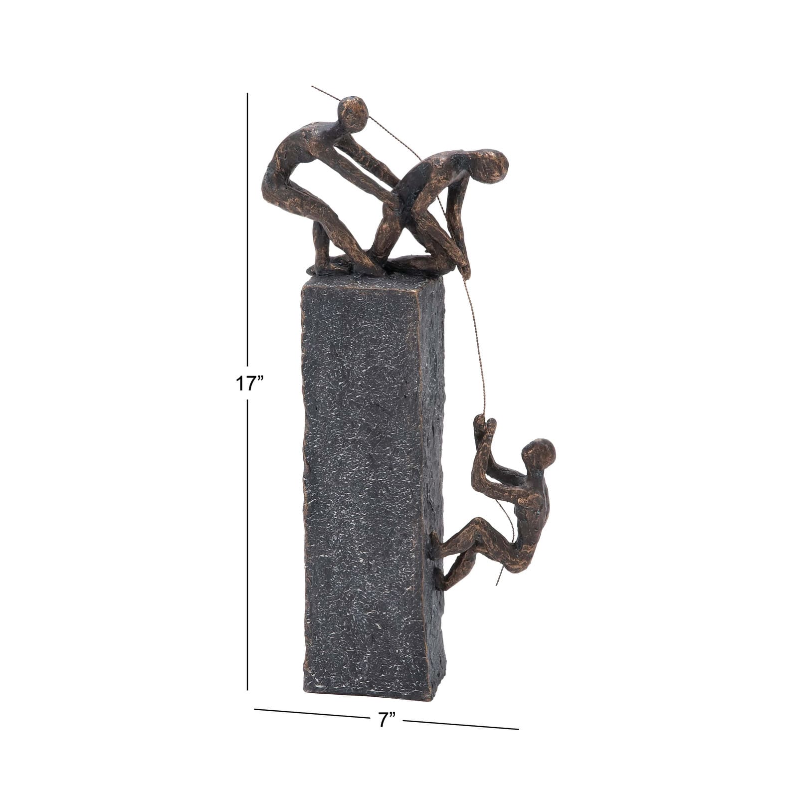 Grey Polystone Sculpture, Rock Climber 17" x 7" x 3"