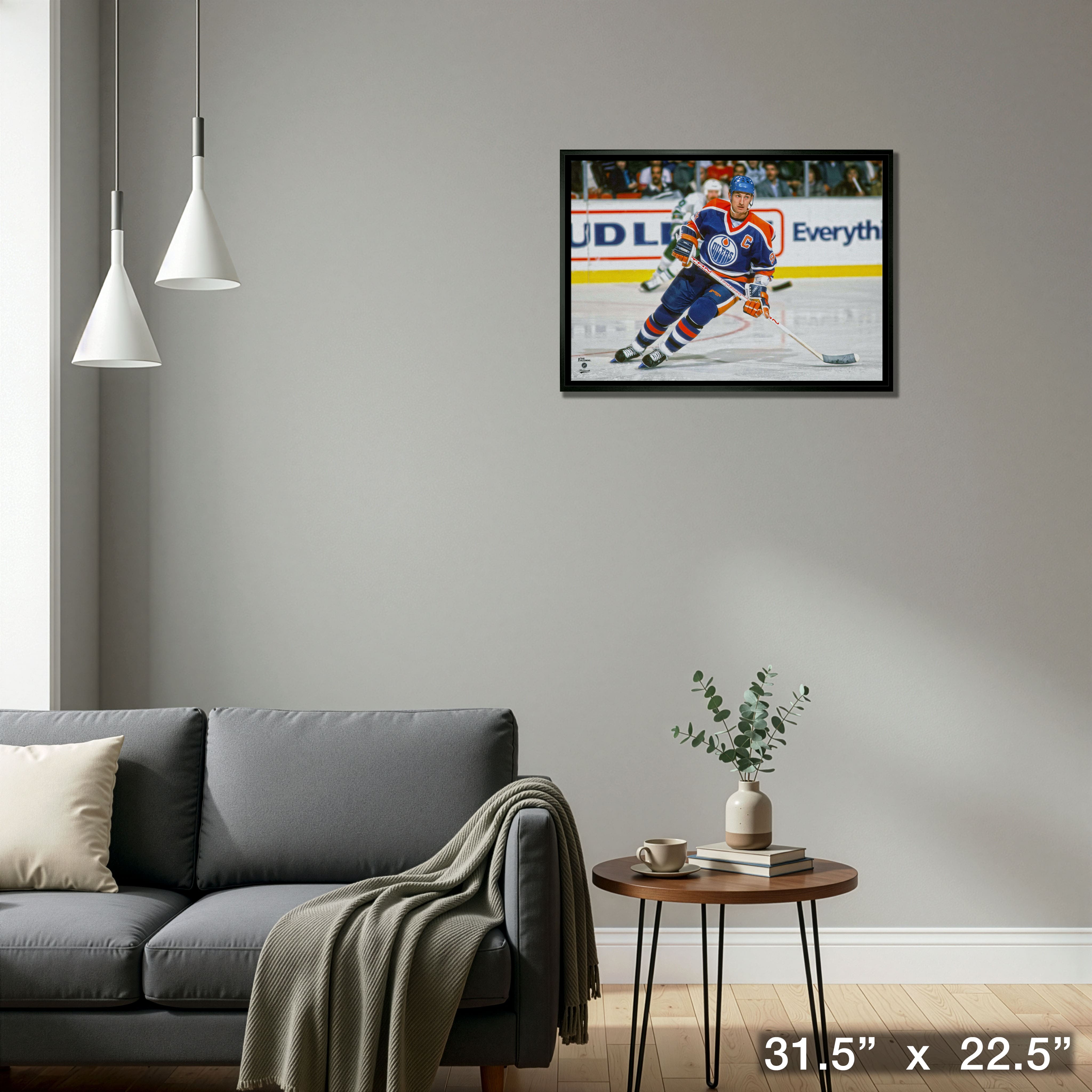 Wayne Gretzky 20" x 29" Framed Canvas Oilers Action-H 31.5" x 22.5"