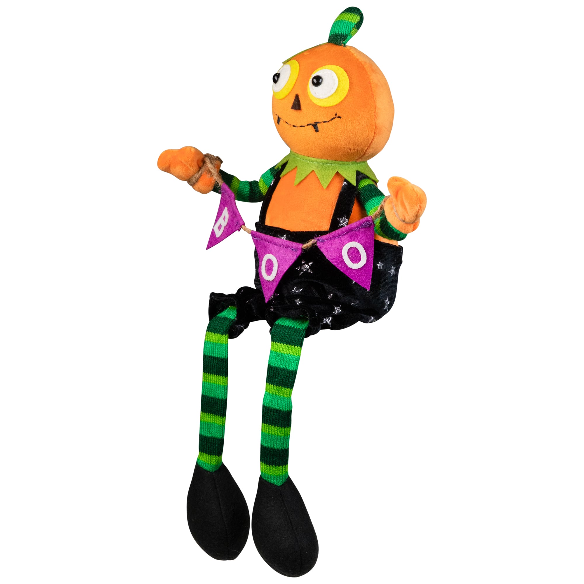 14" Sitting Plush Jack-o'-Lantern Halloween Figure