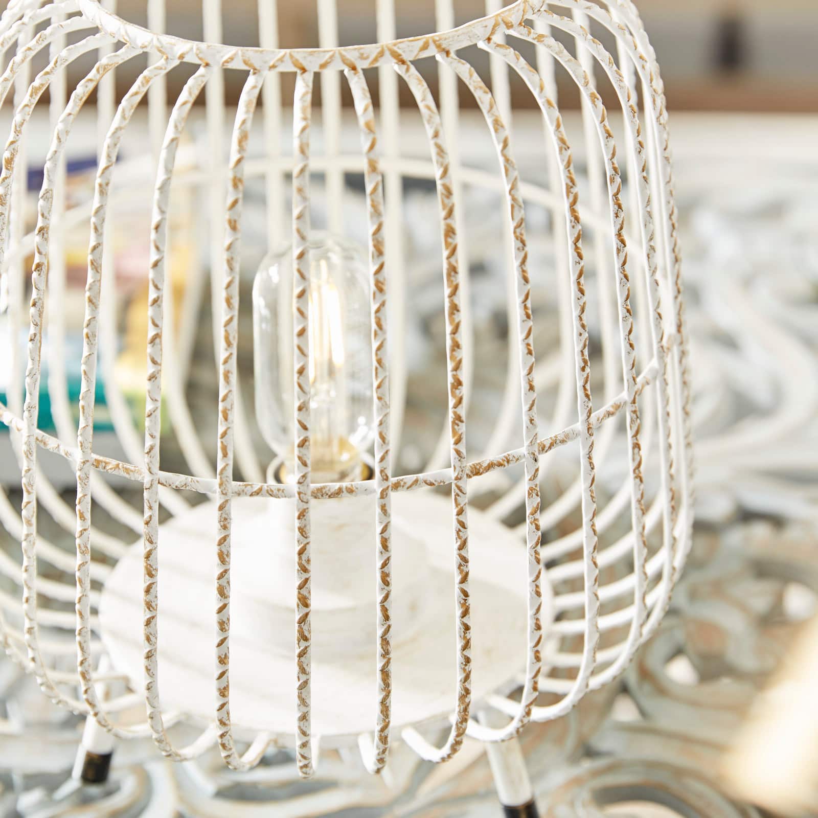 White Iron Modern Candle Holder Lantern, 12" x 10" x 10"