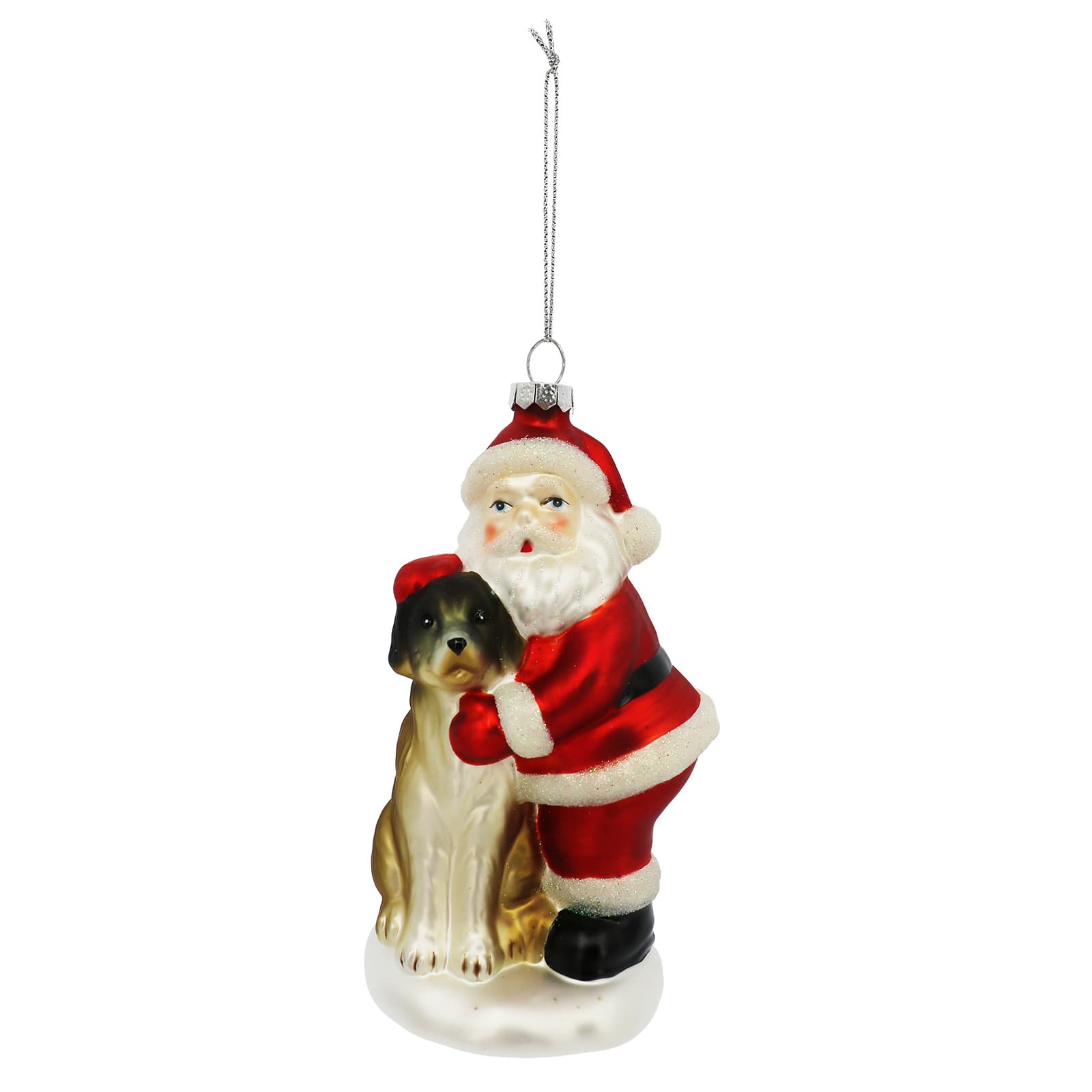5.25" Santa Hugging Dog Glass Ornament by Ashland®