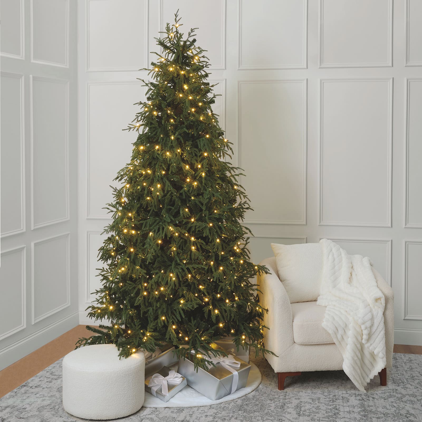 7.5ft. Pre-Lit Norfolk Pine Artificial Christmas Tree, Warm White Twinkle LED Lights by Ashland®