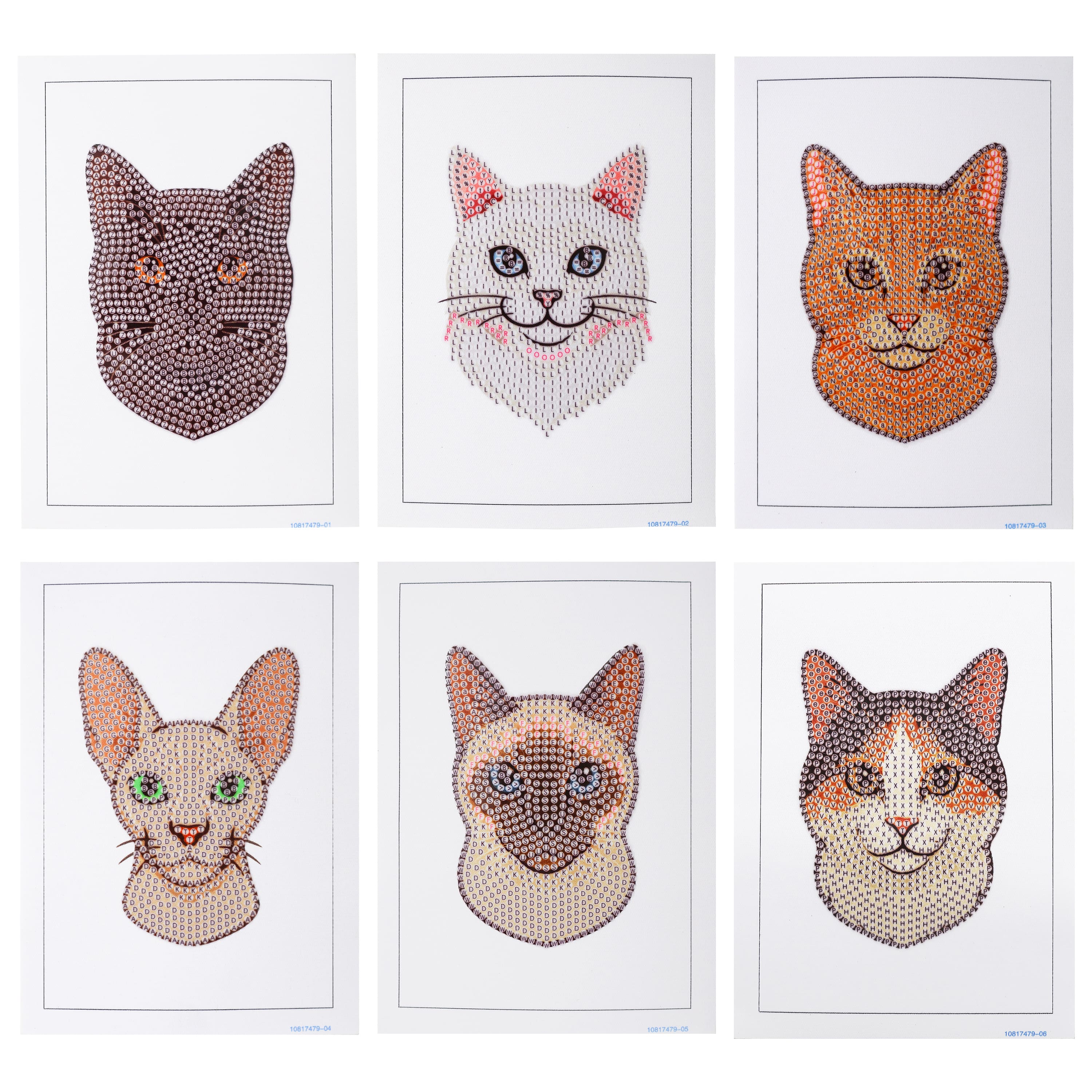 4" x 6" Cat Portraits 6-Piece Diamond Art Kit by Make Market®