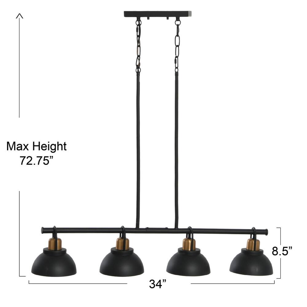 Hello Honey® Robert Stevenson Lighting Walsh Metal 4-Light Linear Chandelier with Shades