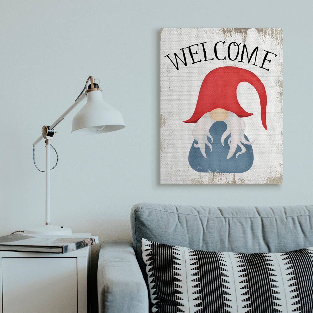 Stupell Industries Welcome Gnome Sign Mythical Garden Elf Pun Canvas Wall Art