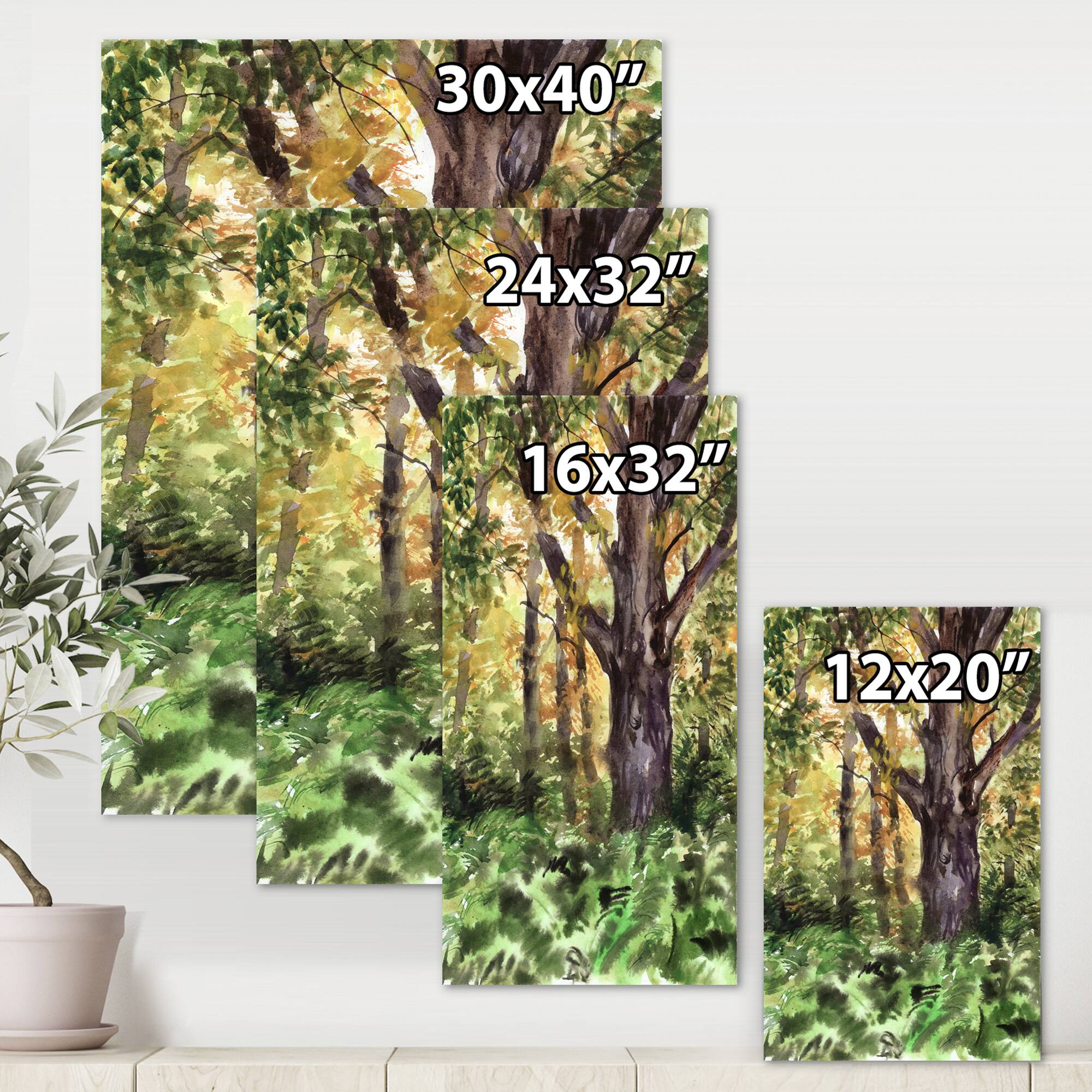 Designart - Large Tree In Autumn Forest - Lake House Canvas Wall Art Print