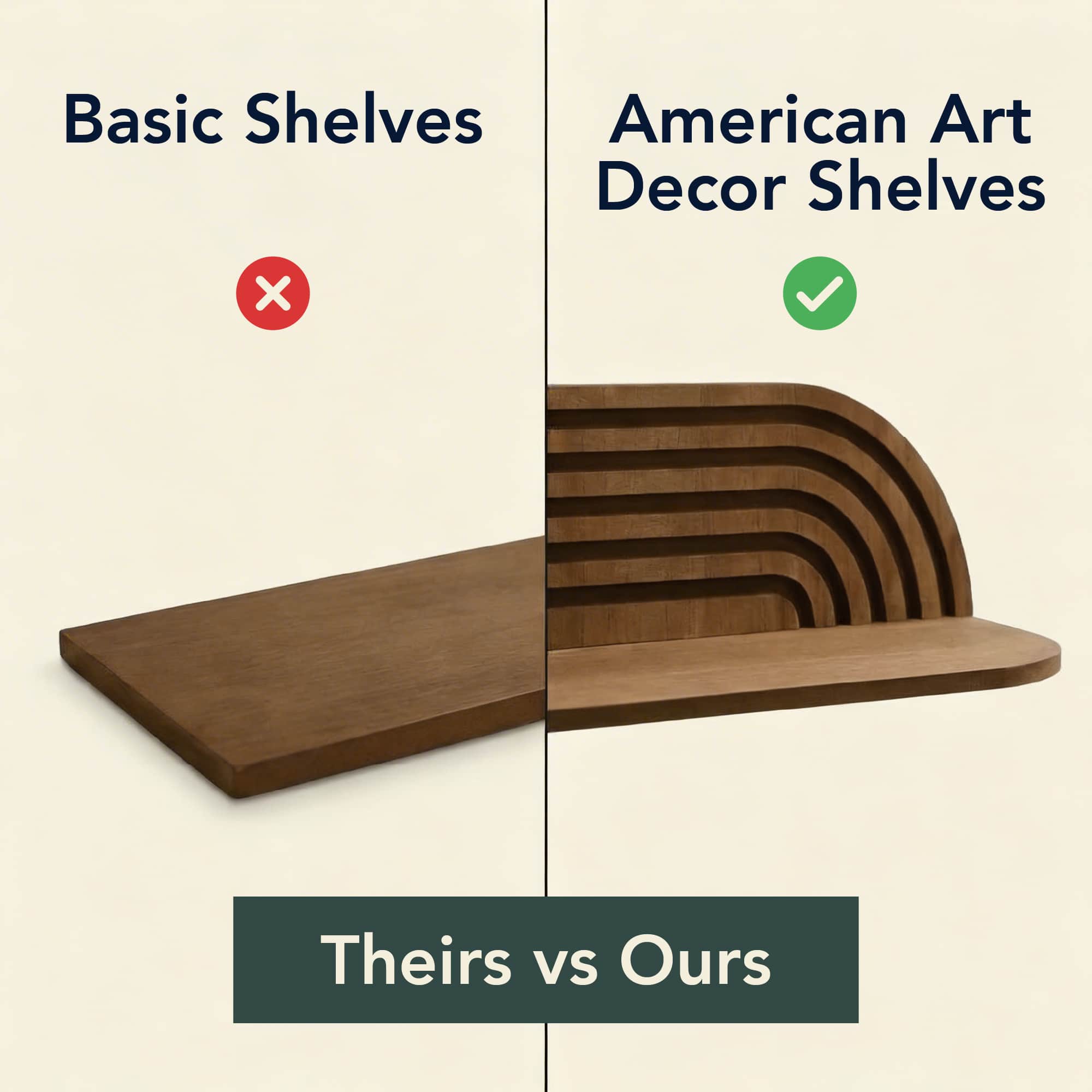 American Art Decor Dark Walnut Floating Wall Shelves Set