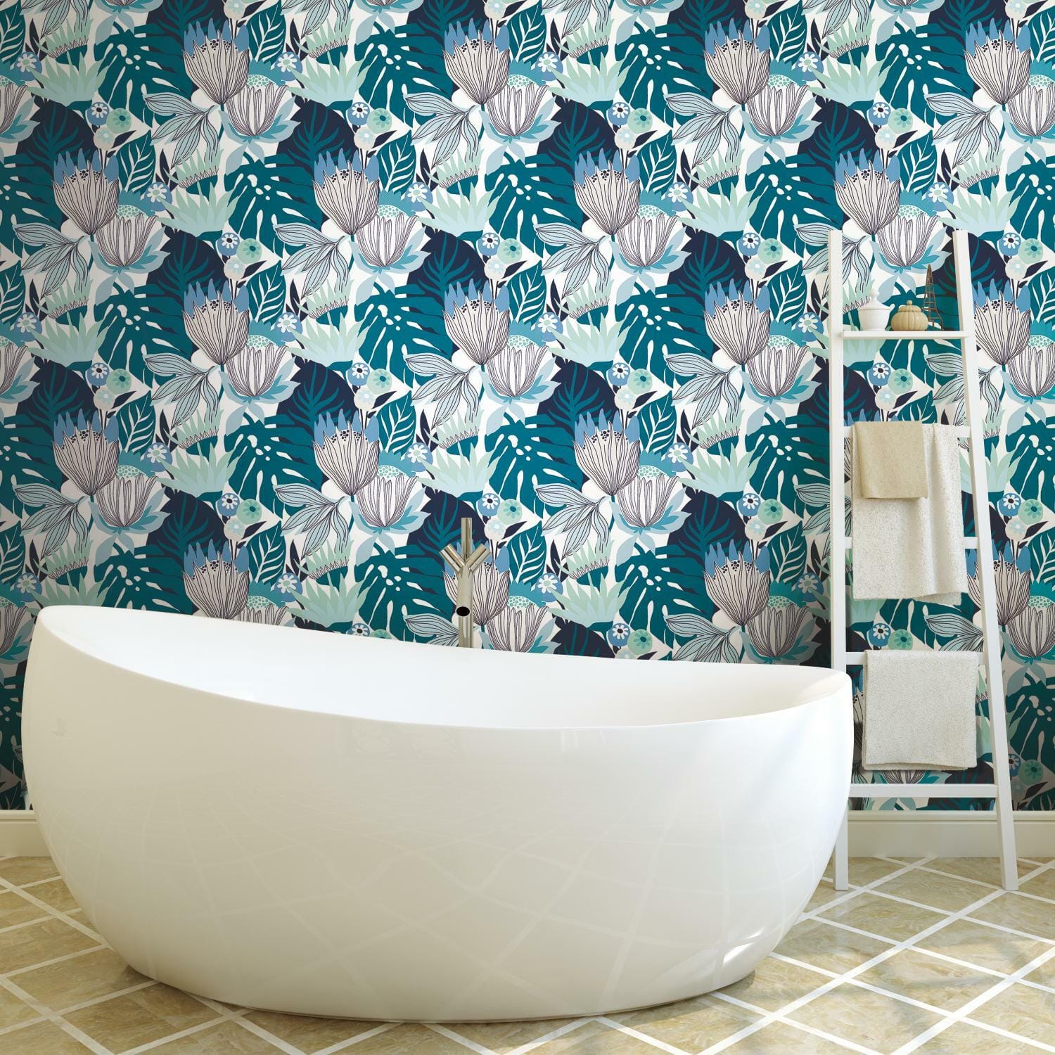 RoomMates Retro Tropical Leaves Peel & Stick Wallpaper