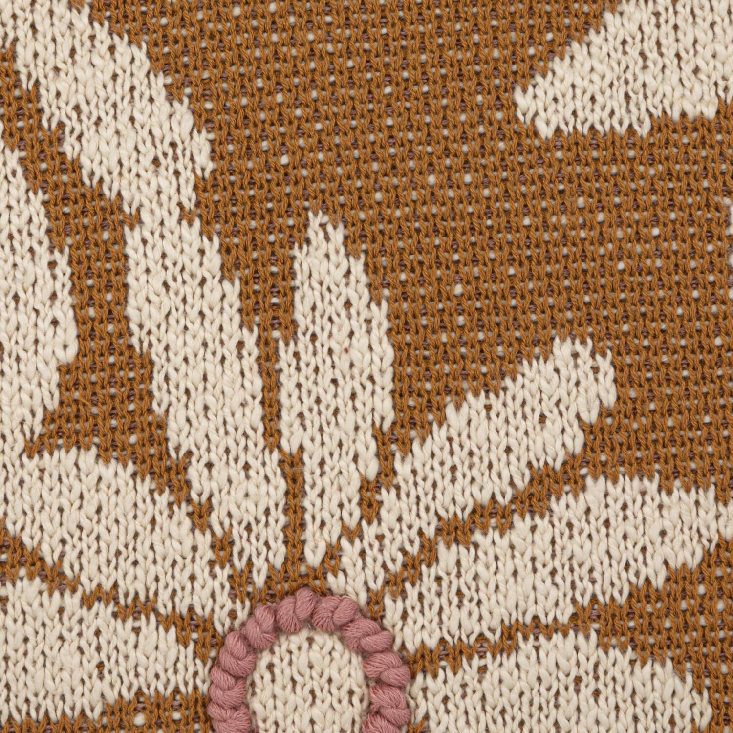 Hello Honey® 20" Natural, Pink & Mustard Flowers Cotton Knit Pillow
