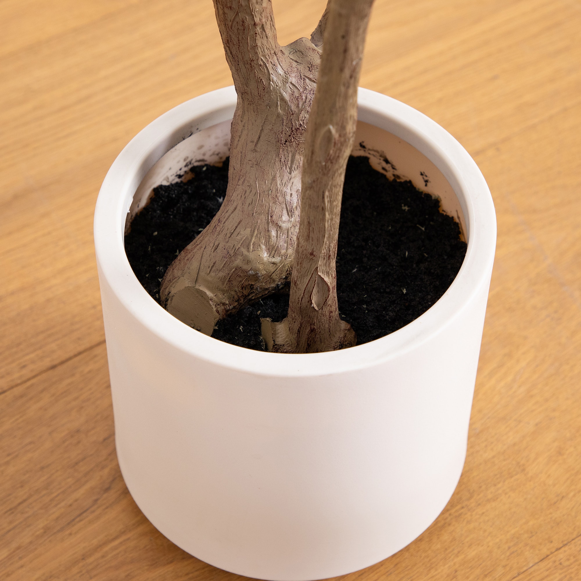 Artificial Minimalist Olive Tree in White Decorative Planter