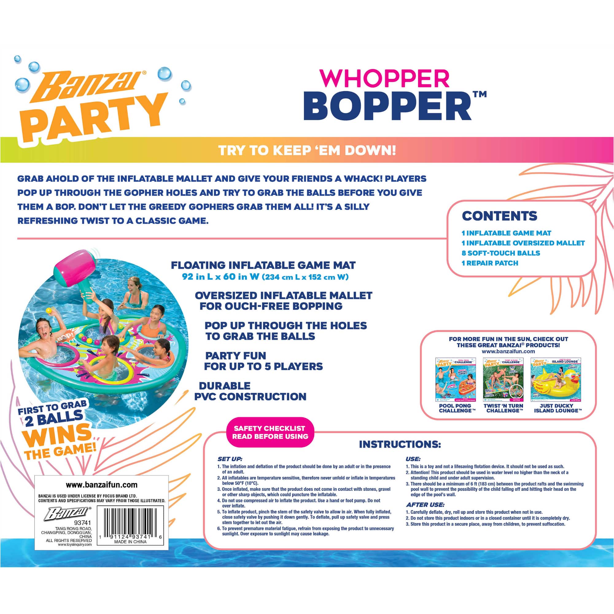 Banzai® Whopper Bopper™ 92'' Inflatable Pool Game