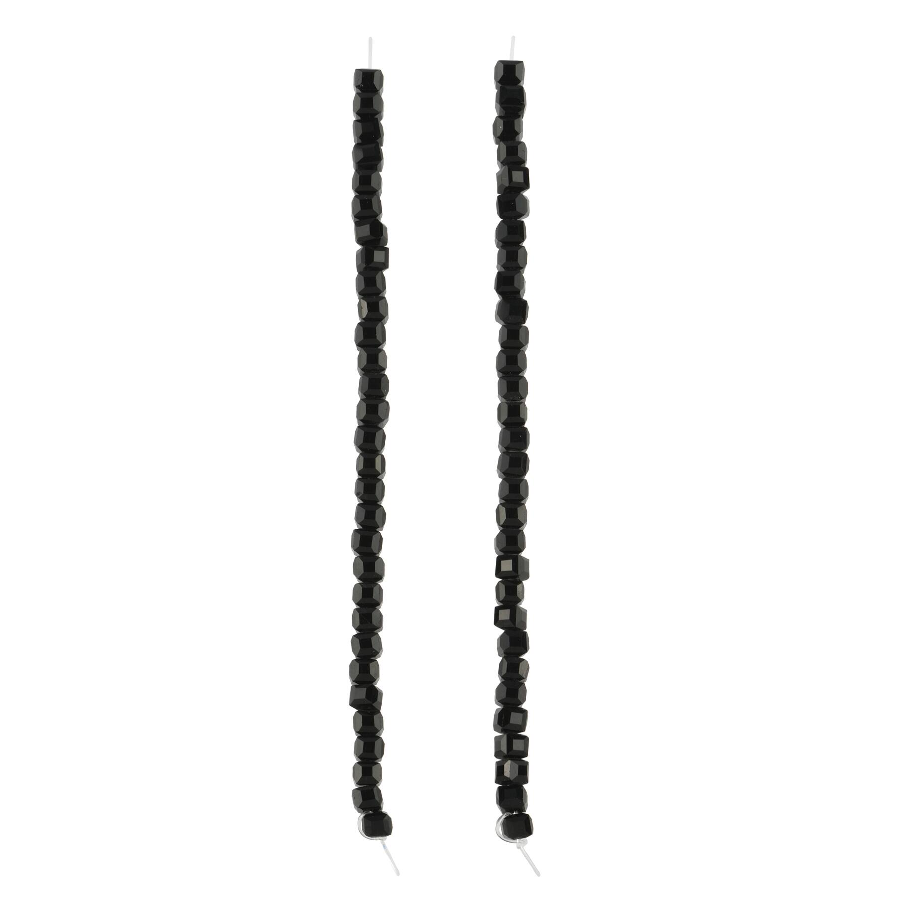 12 Pack: Black Faceted Glass Cube Beads, 4mm by Bead Landing™