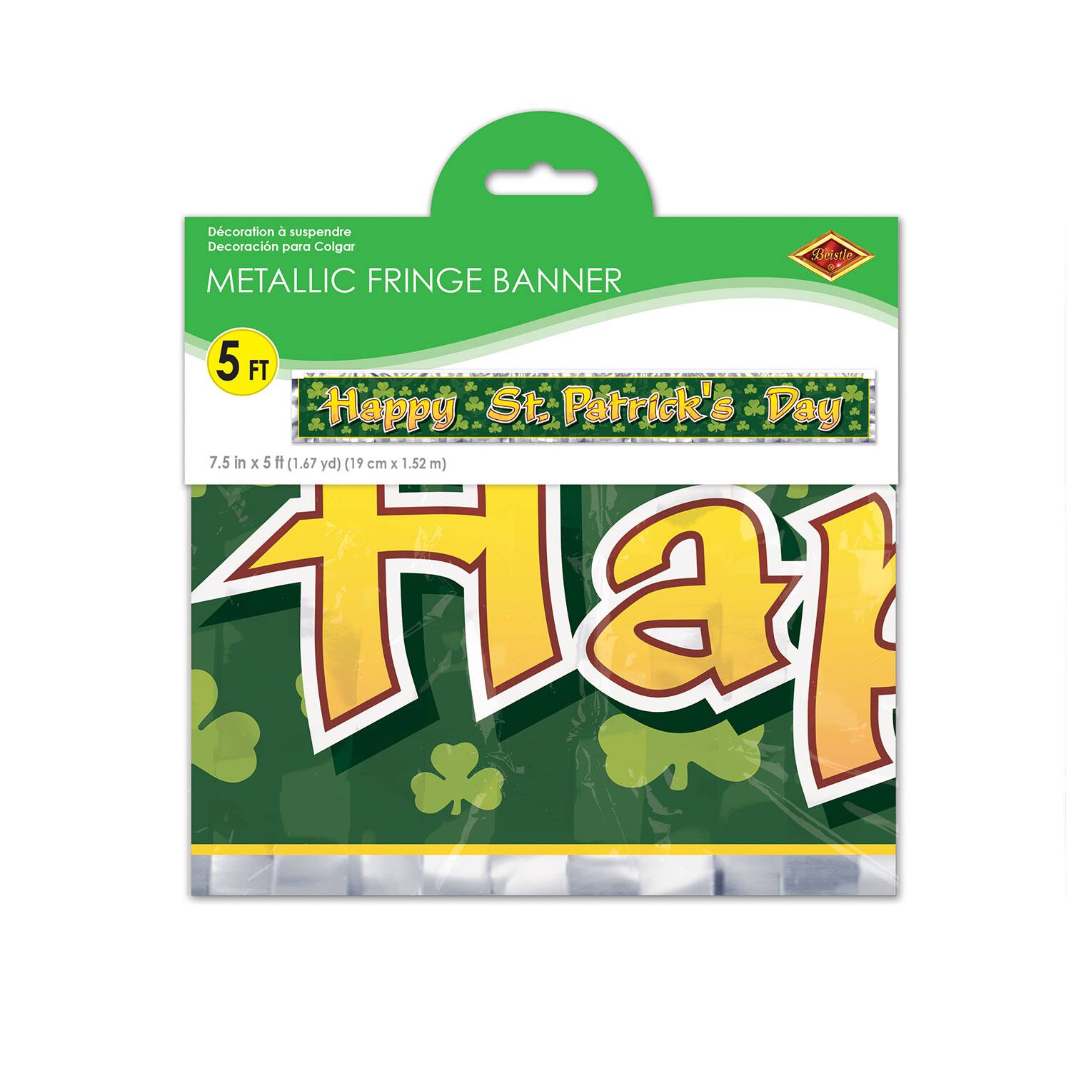 Beistle 7.5" x 5ft. Metallic Happy St. Patrick's Day Fringe Banners, 2ct.