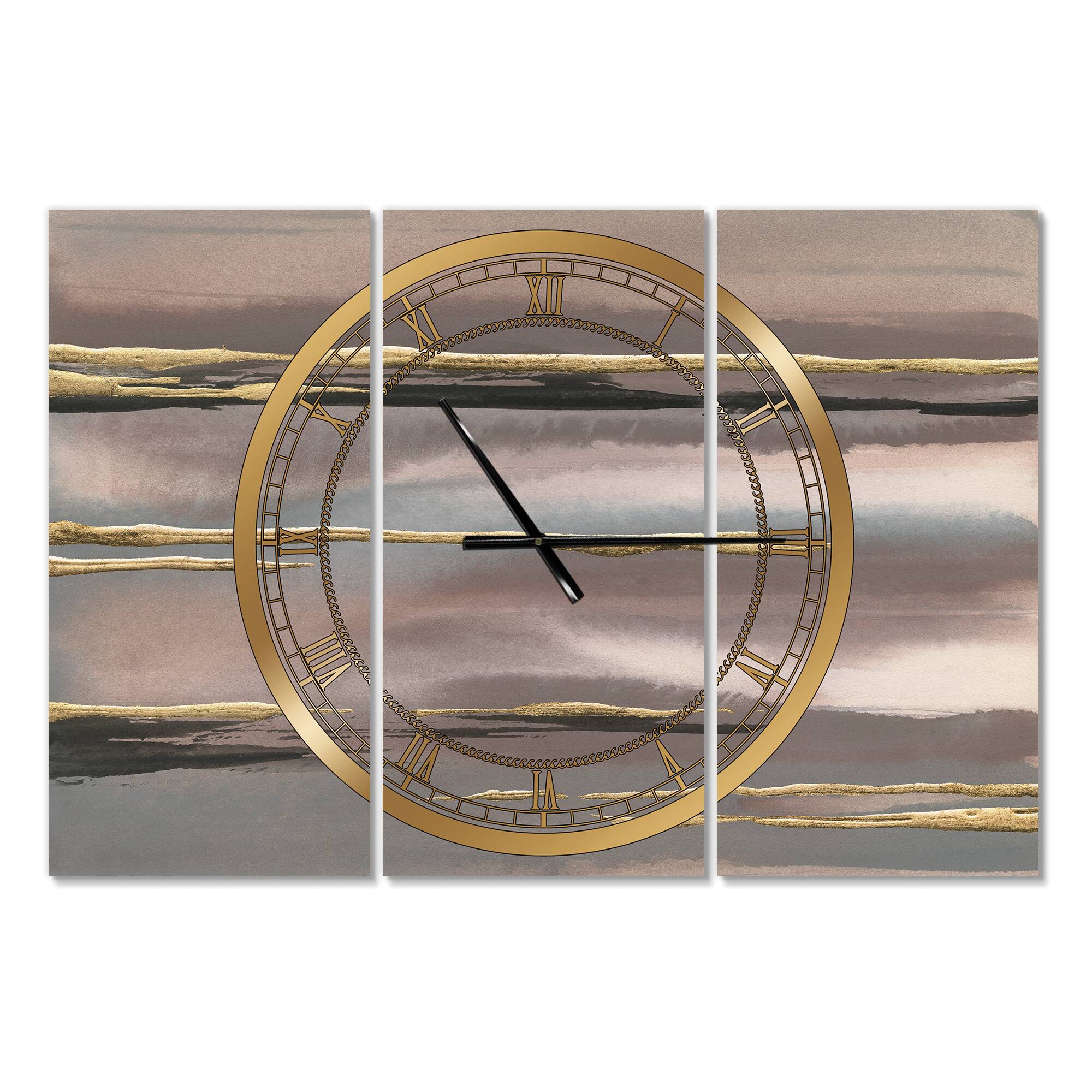 Designart 'Glamorous Morning Fog I Modern Multipanel Wall Clock