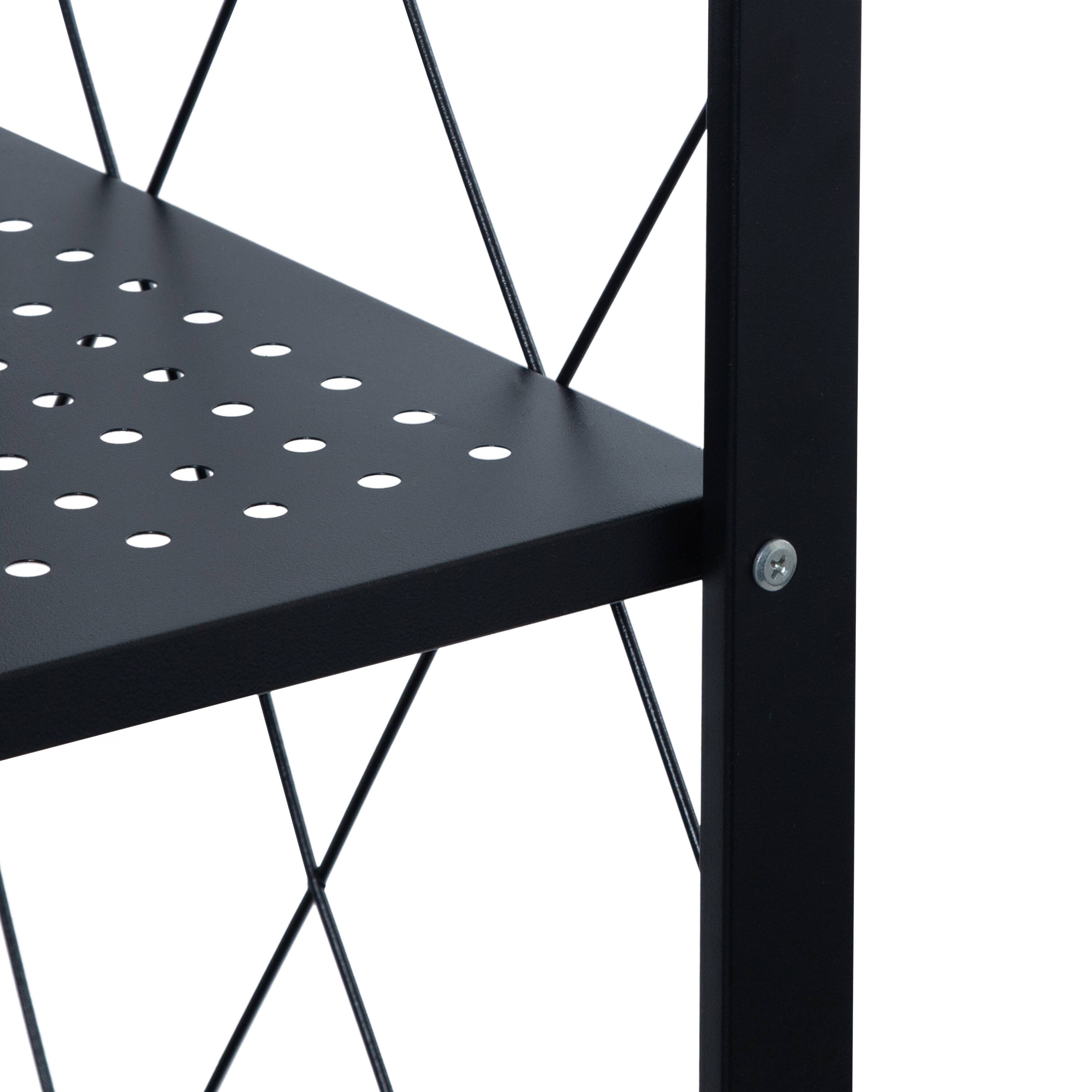 Organize It All Black 3-Tier Foldable Metal Rack with Wheels