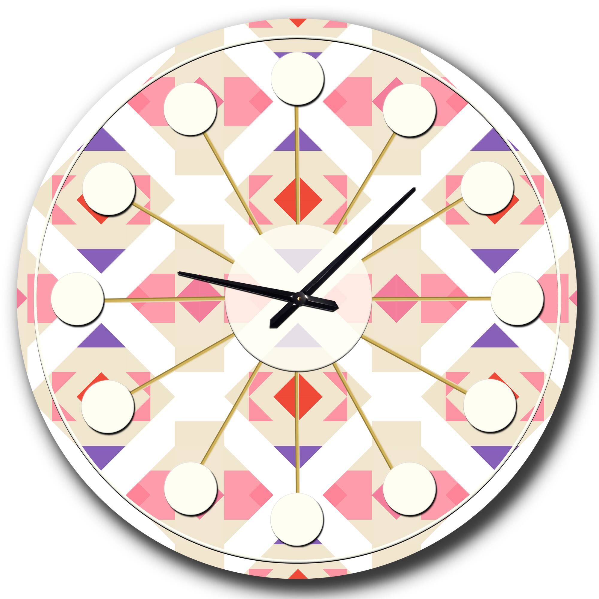 Designart 'Triangular Retro Design Vii Mid-Century Modern Wall Clock