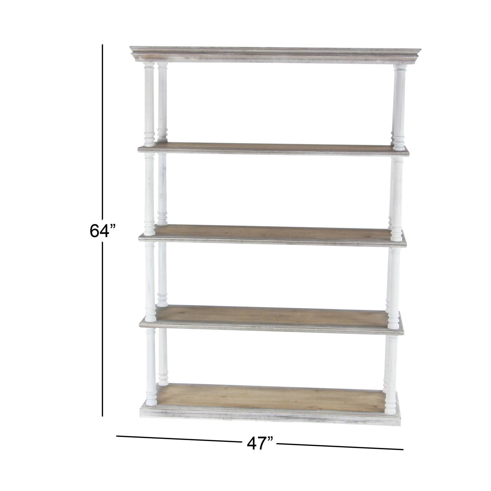 Brown Wood Farmhouse Shelving Unit, 64 " x 47 " x 15 "