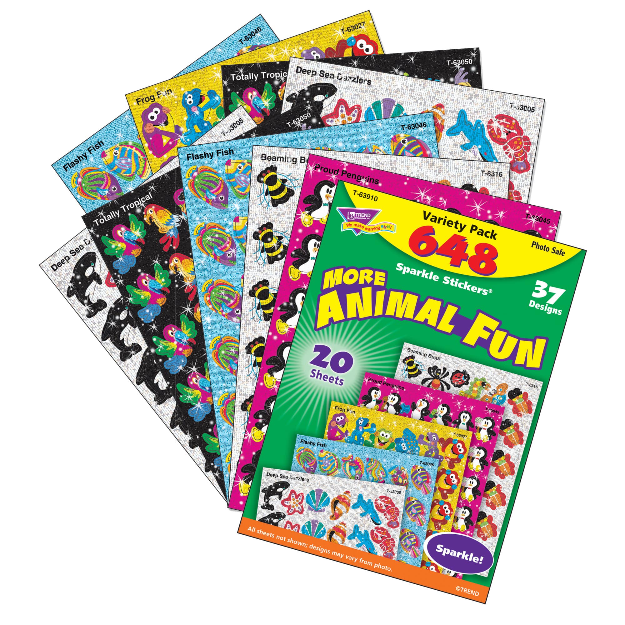 TREND Enterprises® Sparkle Stickers® Animal Fun Sticker Sheets, 20ct.