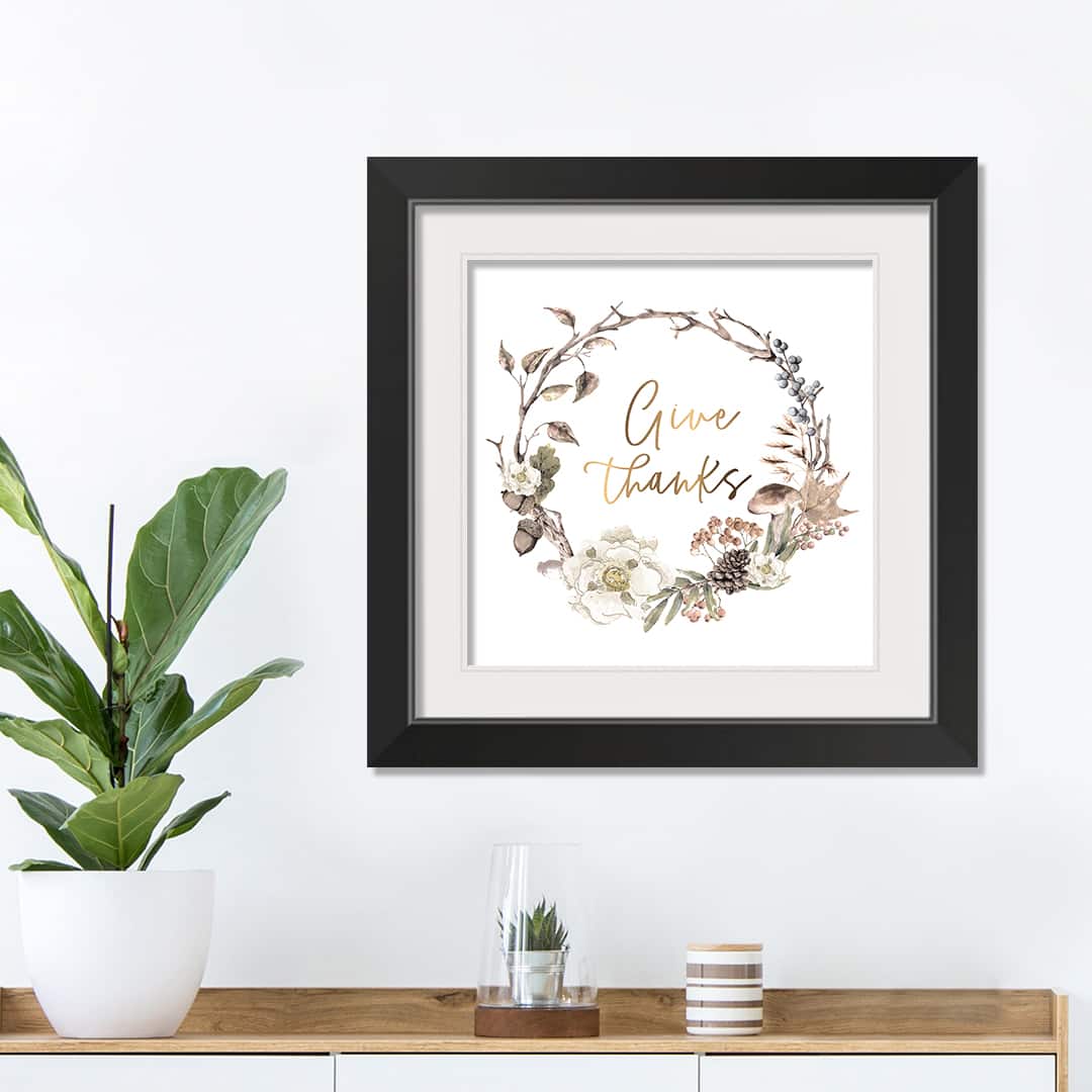 Give Thanks Fall Print in Black Frame