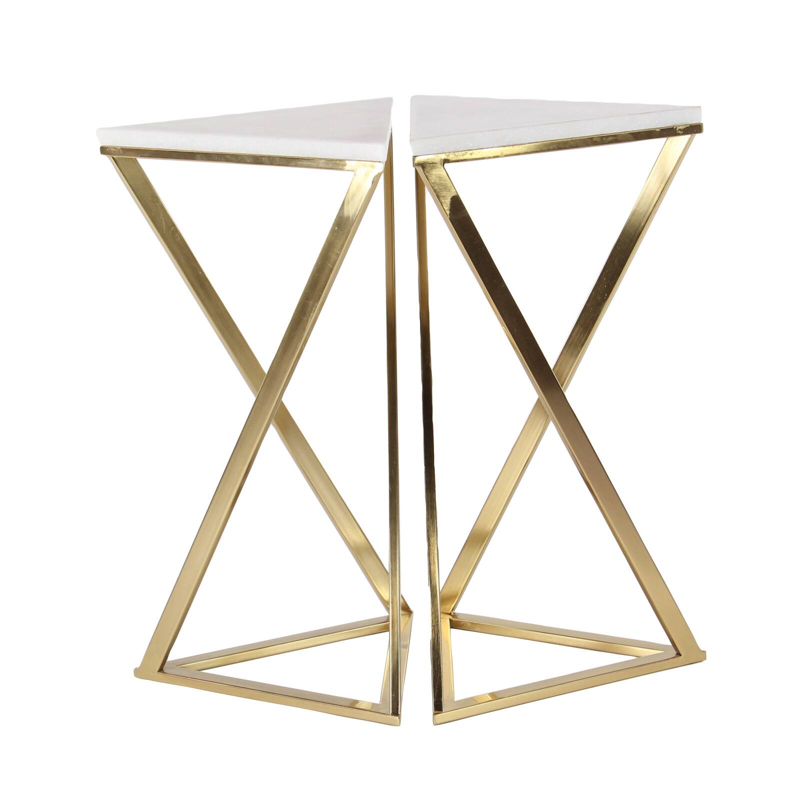 2ft. Gold Marble Contemporary Accent Table, 2ct.