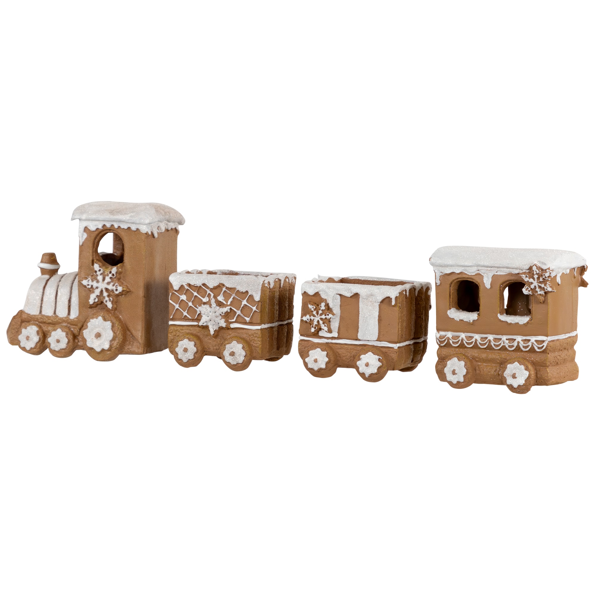 17.75" Frosted Gingerbread Train Tabletop Christmas Decoration