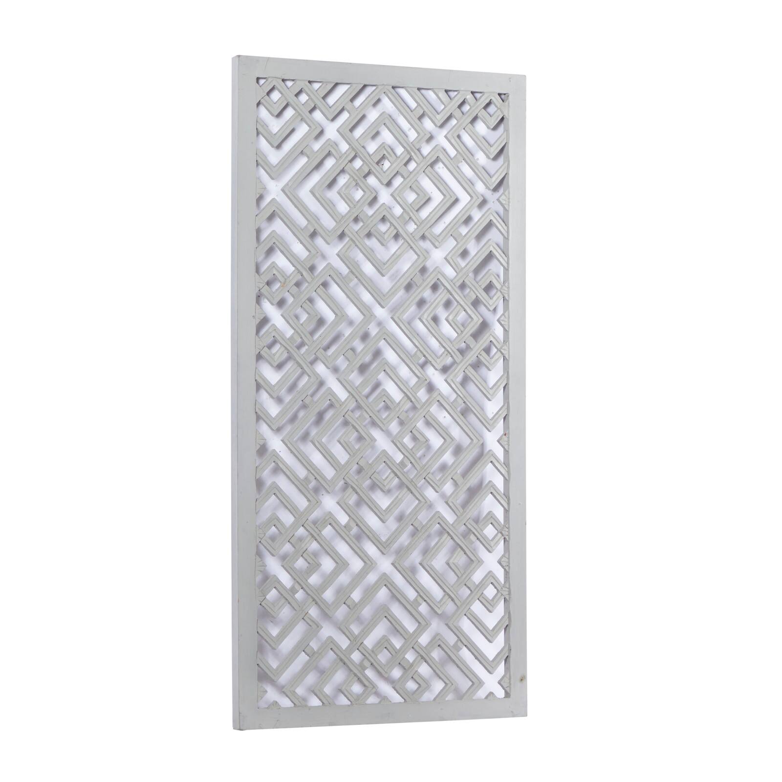 48" White Wood Abstract Farmhouse Wall Décor