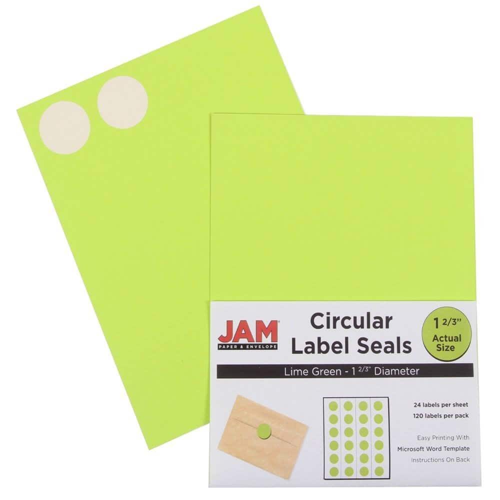 JAM Paper 1.66" Fashion Colors Circle Label Sticker Seals, 4 Packs of 120