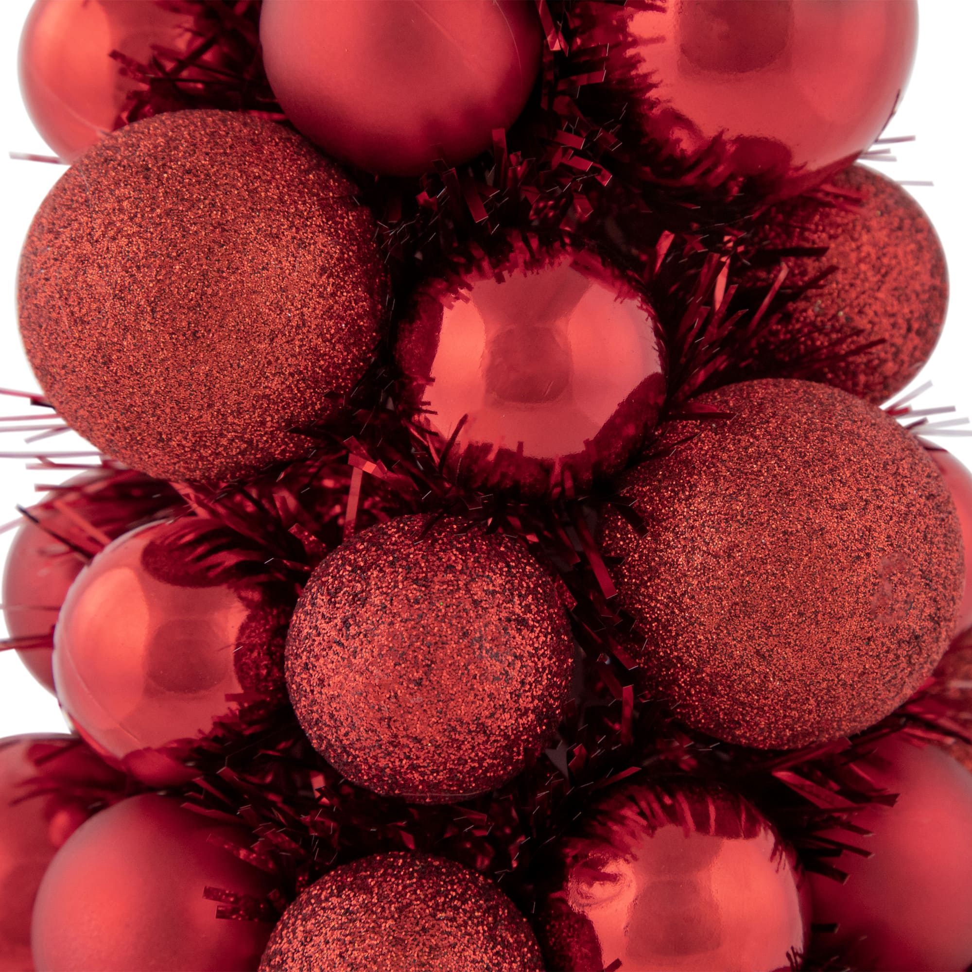 15.75" 3-Finish Shatterproof Ball Christmas Tree with Tinsel