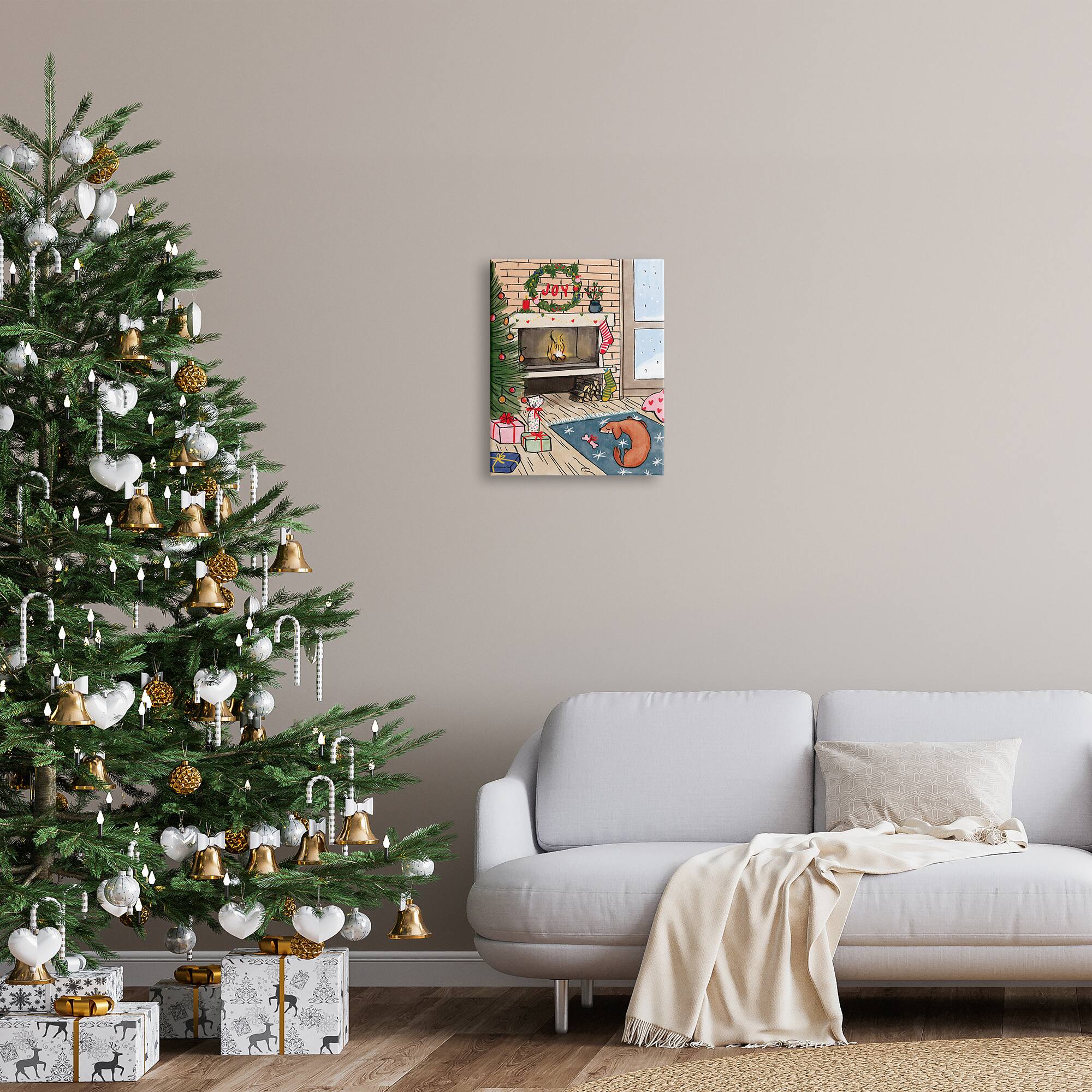 Stupell Industries Cozy Christmas Fireplace Tree Canvas Wall Art