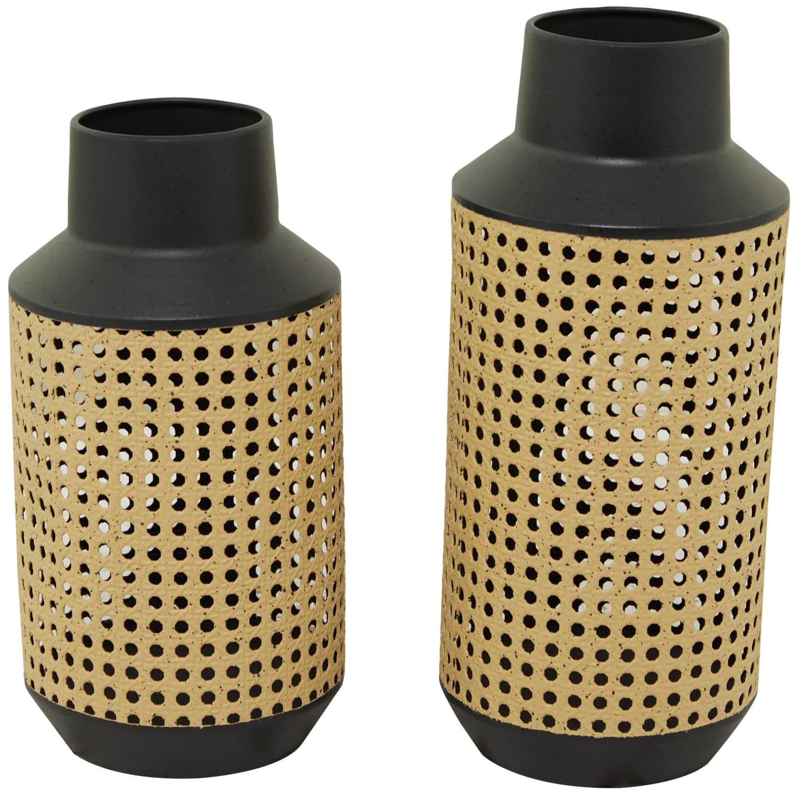 Brown Metal Open Weaved Inspired Vase Set of 2 14", 12"